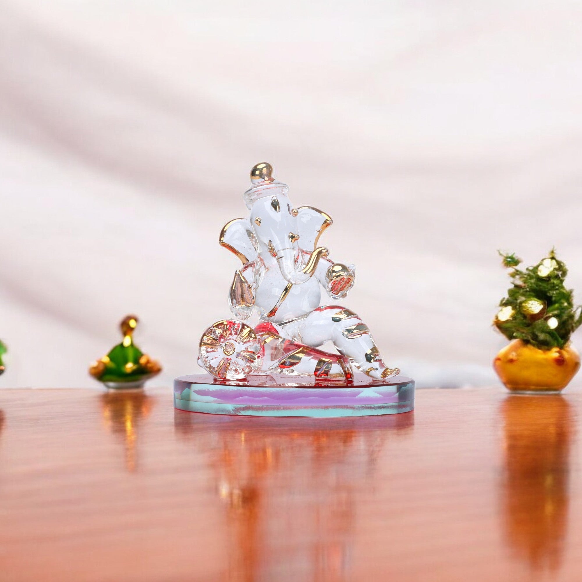 Lord Ganesha Glass Decorative Idol
