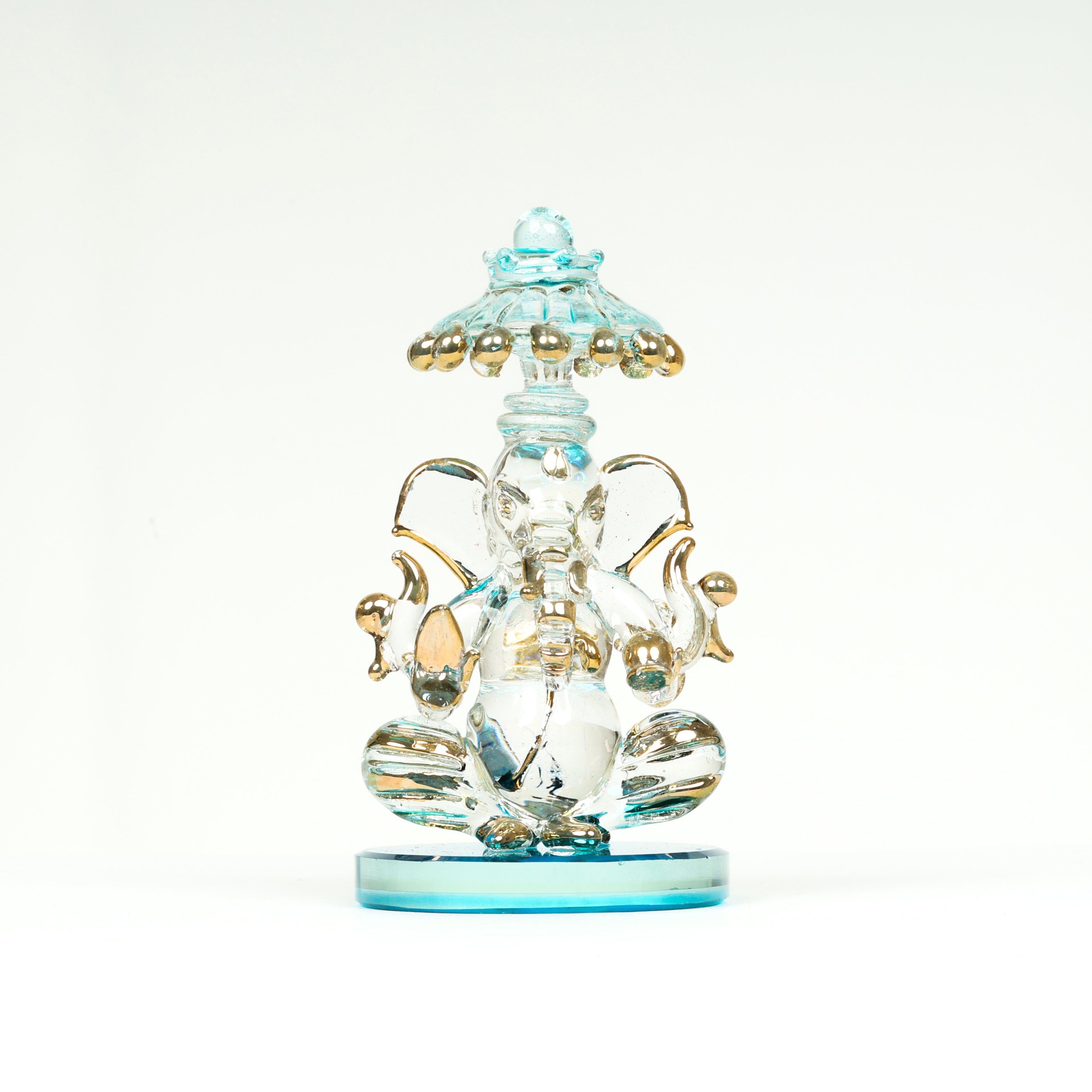 Lord Ganesha Glass Decorative Idol — Blue