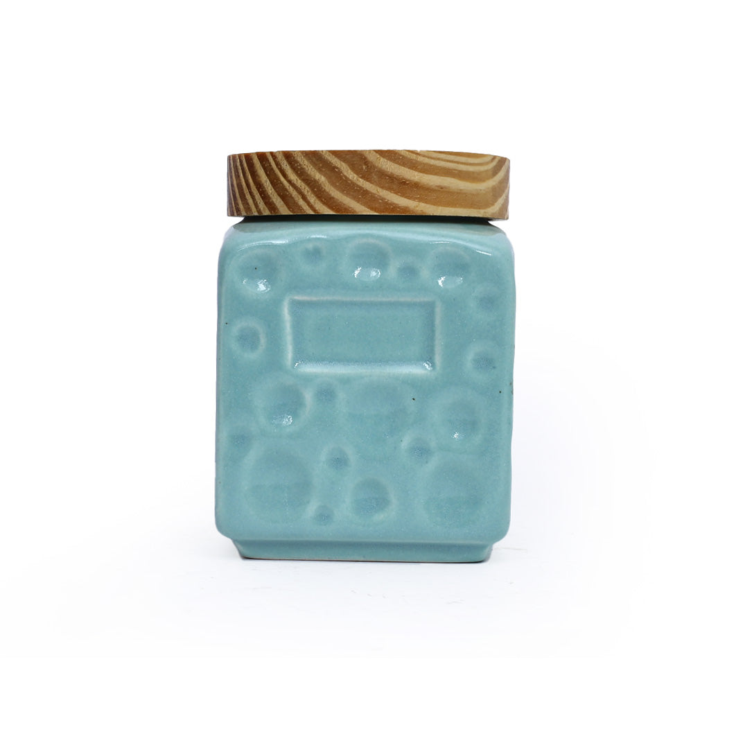 Mini Ceramic Jar with wooden Lid (Set of 3)