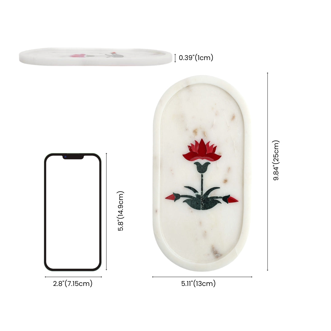 Mughal Bloom Marble Inlay Decorative Plate 