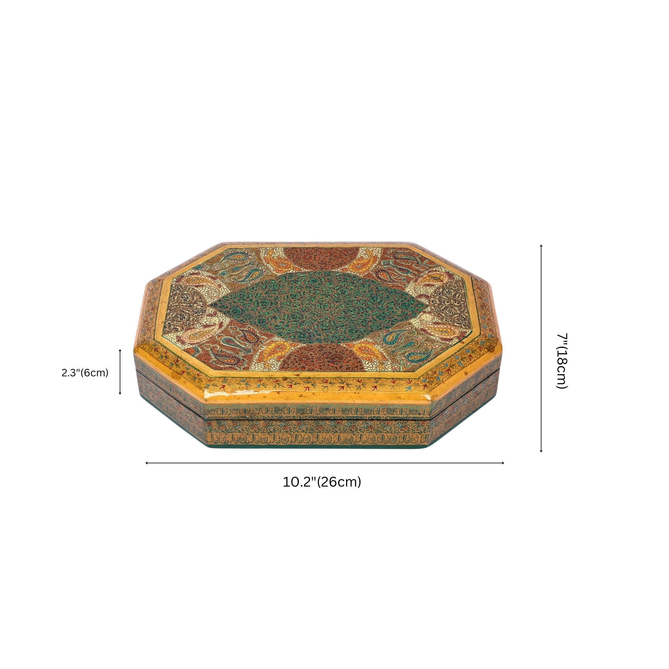 Multi Colored Paper Mache 8 Corner Box