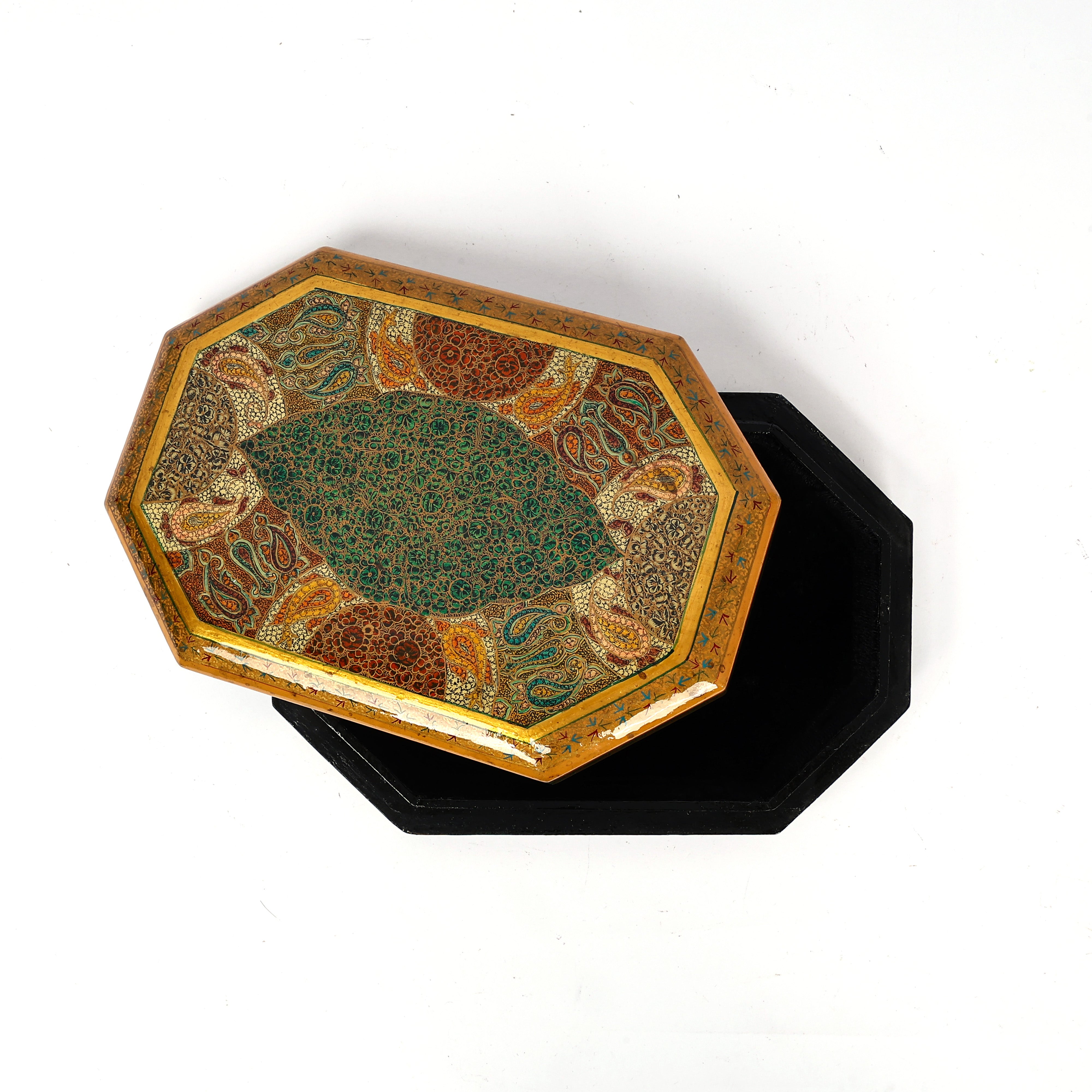 Multi Colored Paper Mache 8 Corner Box