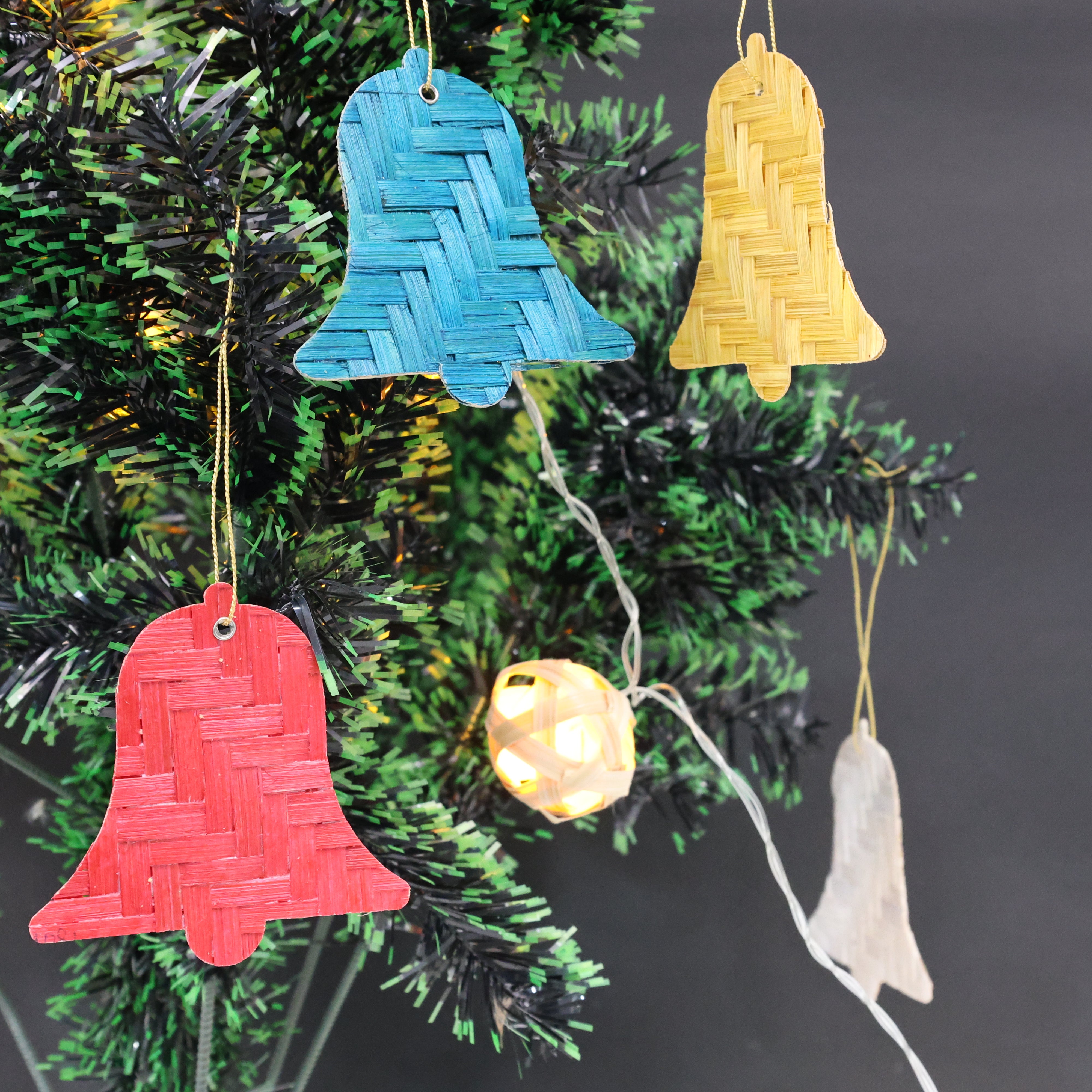 Multi Colour Bell Shaped Bamboo hanging ornament 
