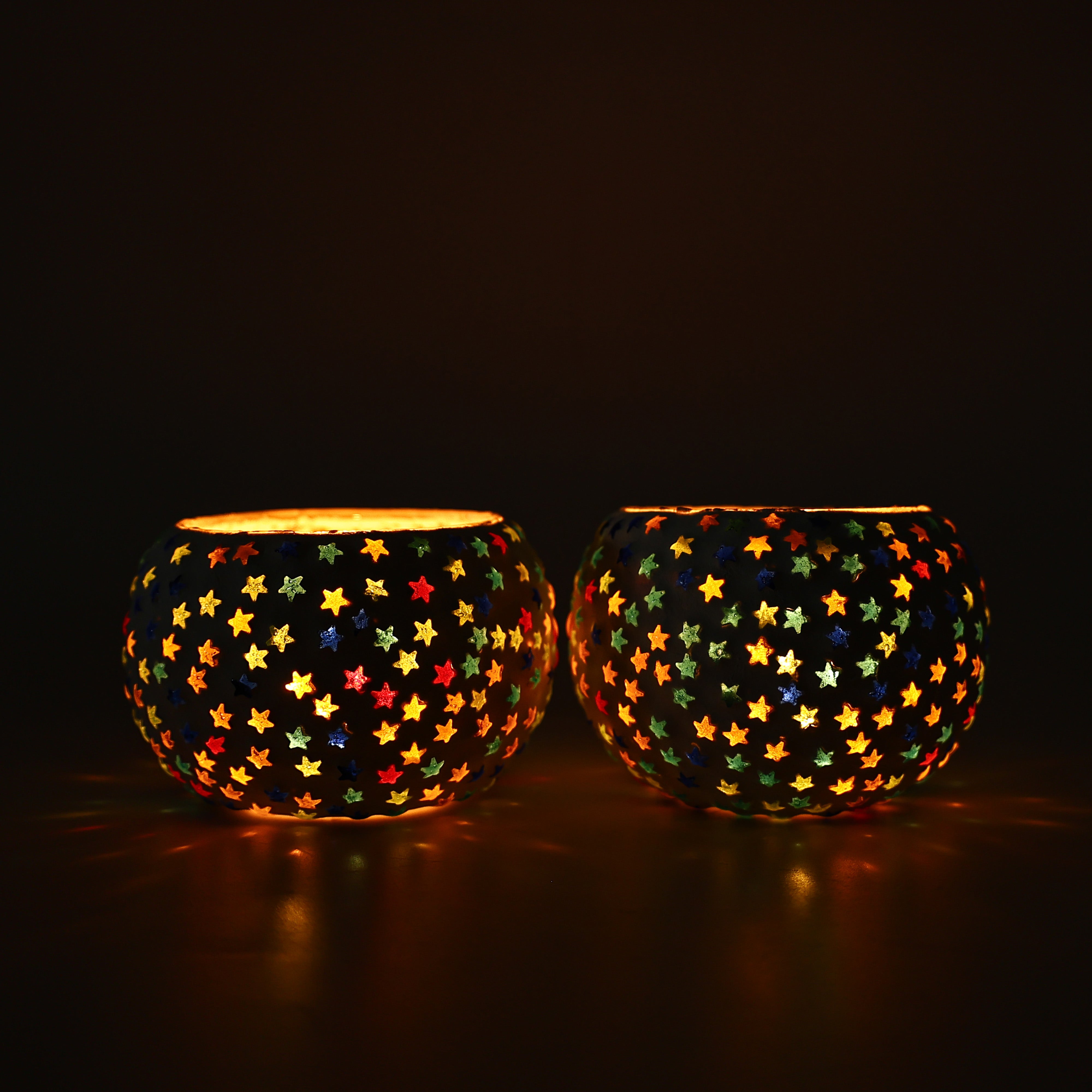 Multicolour Mosaic T-light Holders