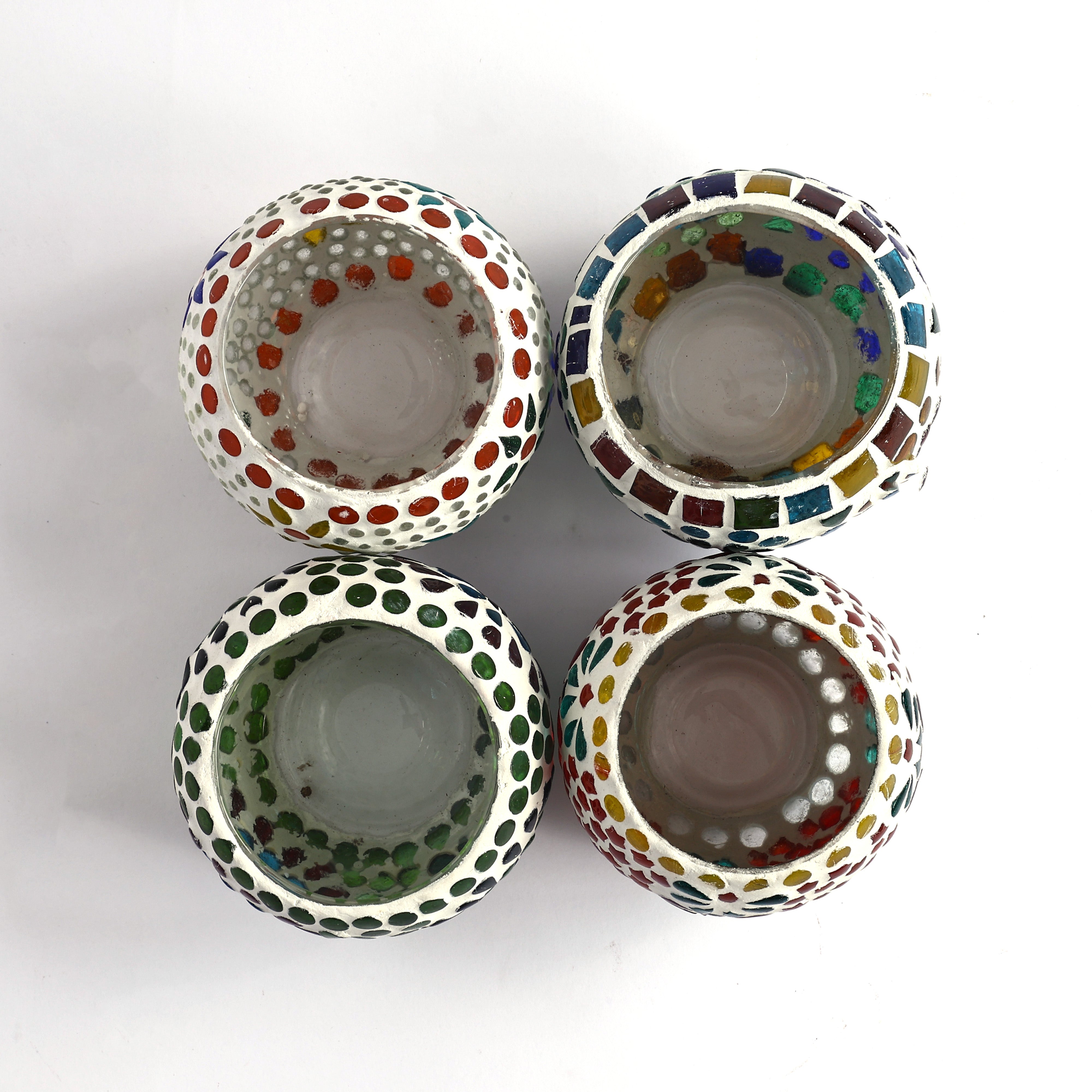 Multicolour Mosaic T-light Holders – Set of 4