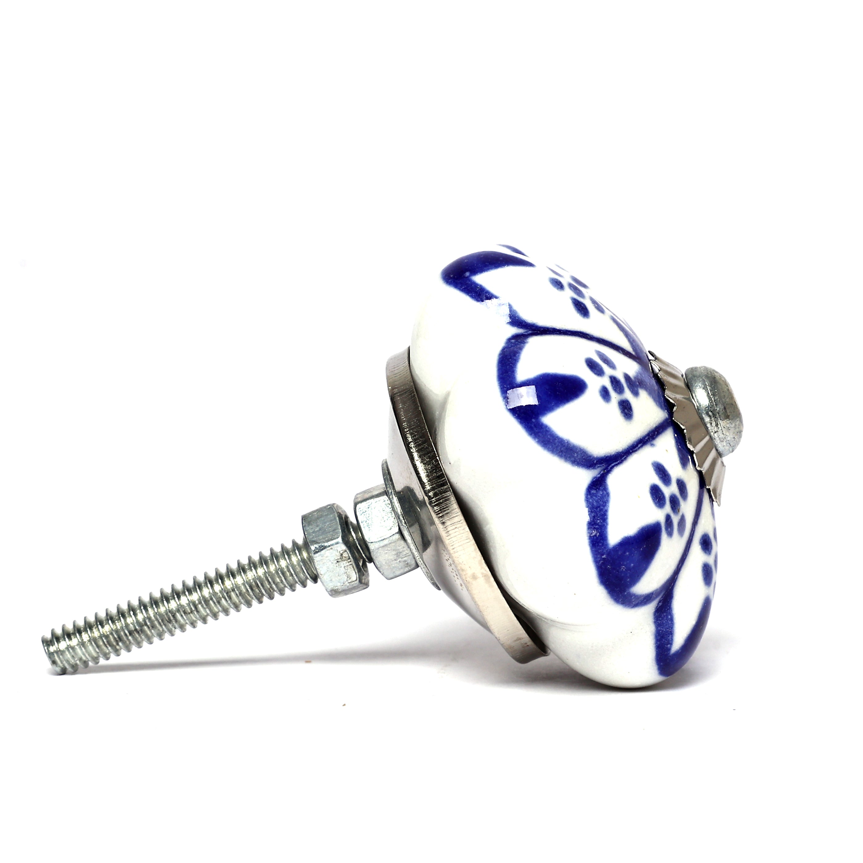 Multicoloured Handcrafted and Hand painted Ceramic Knobs—Round and Melon Shaped—Set of 12—Abstract Design