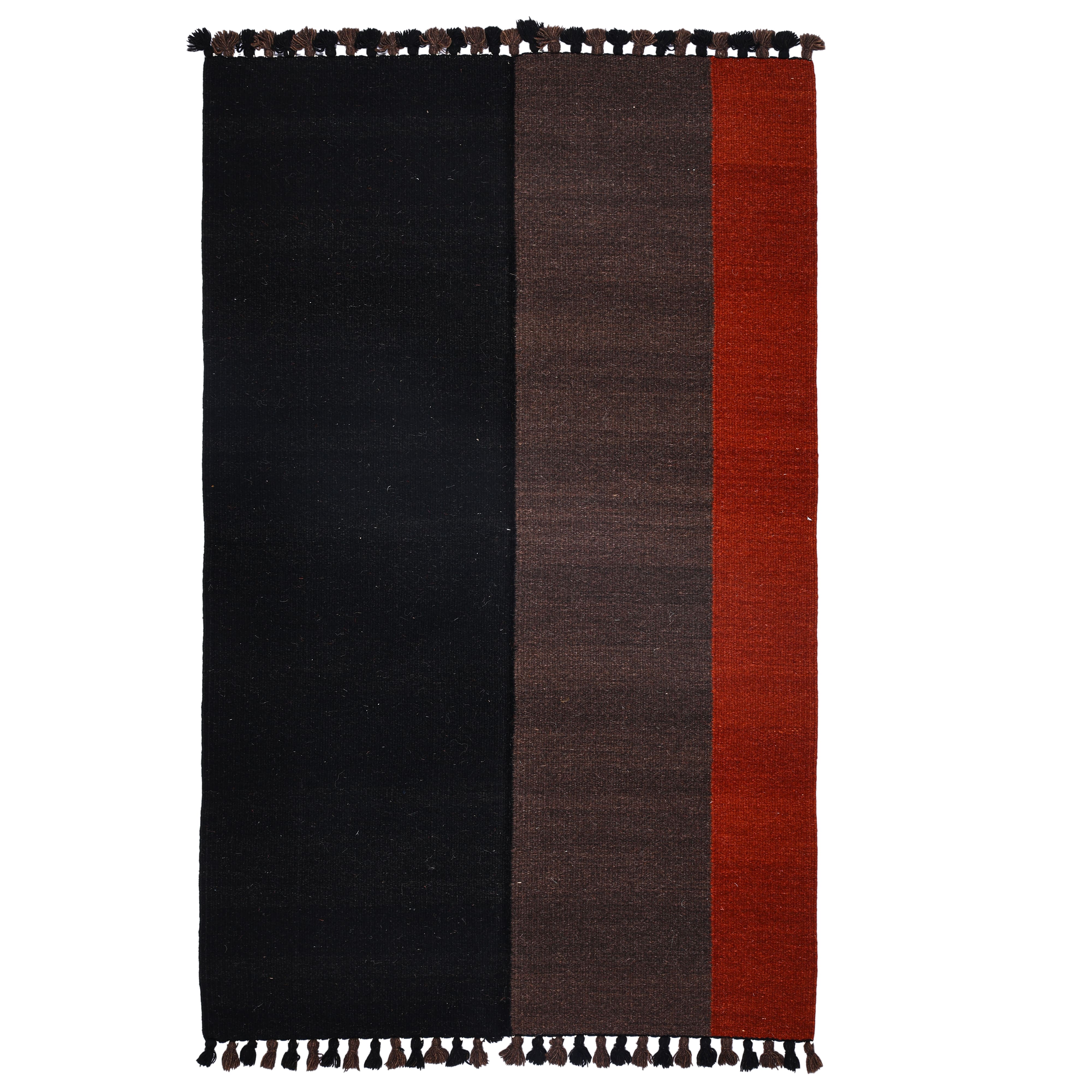Handwoven Jawaja Wool Durrie – Multicoloured - Abstract Pattern – Natriel