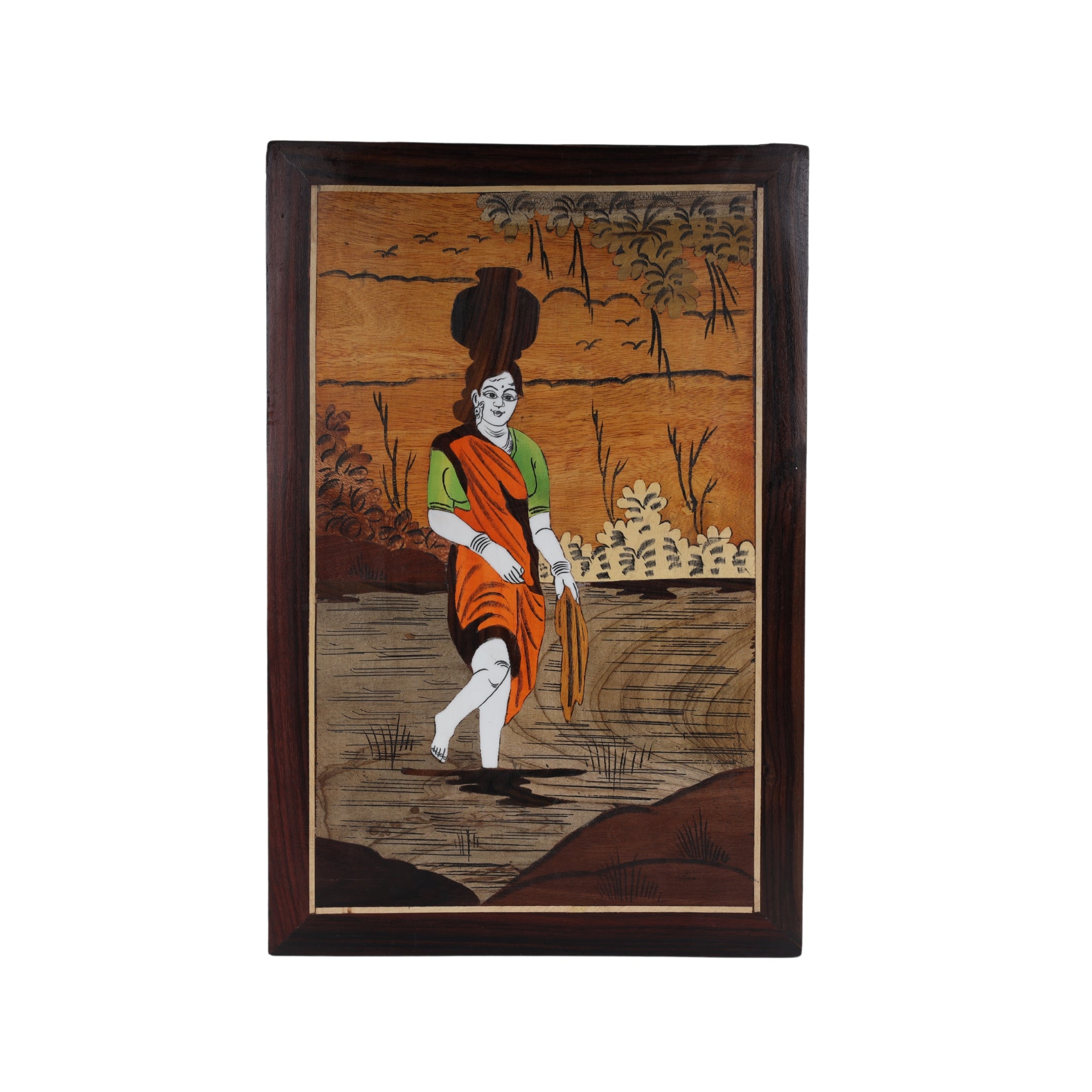 Mysore Inlay Rural Life Wall Decor