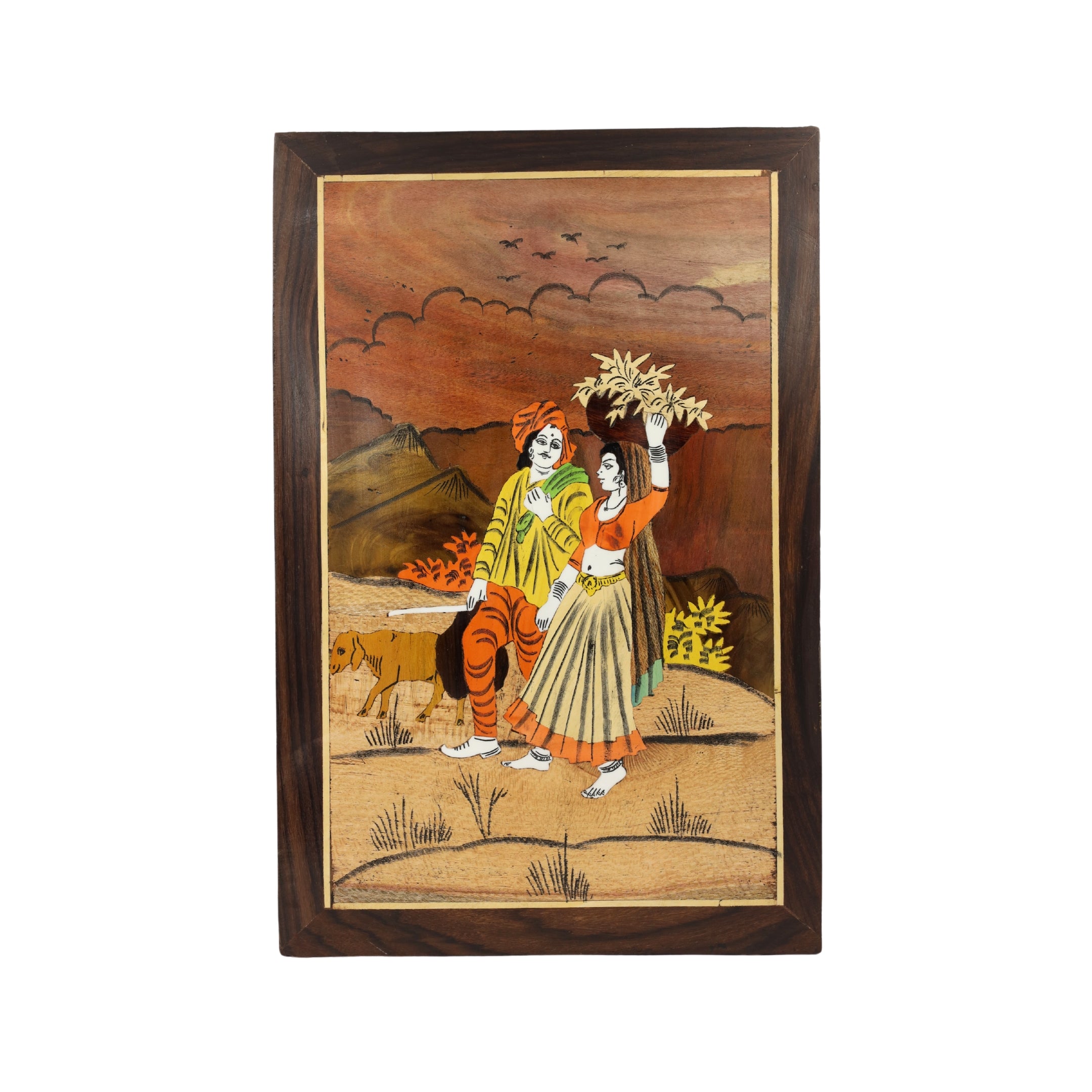 Mysore Inlay  Rural Life Wall Decor