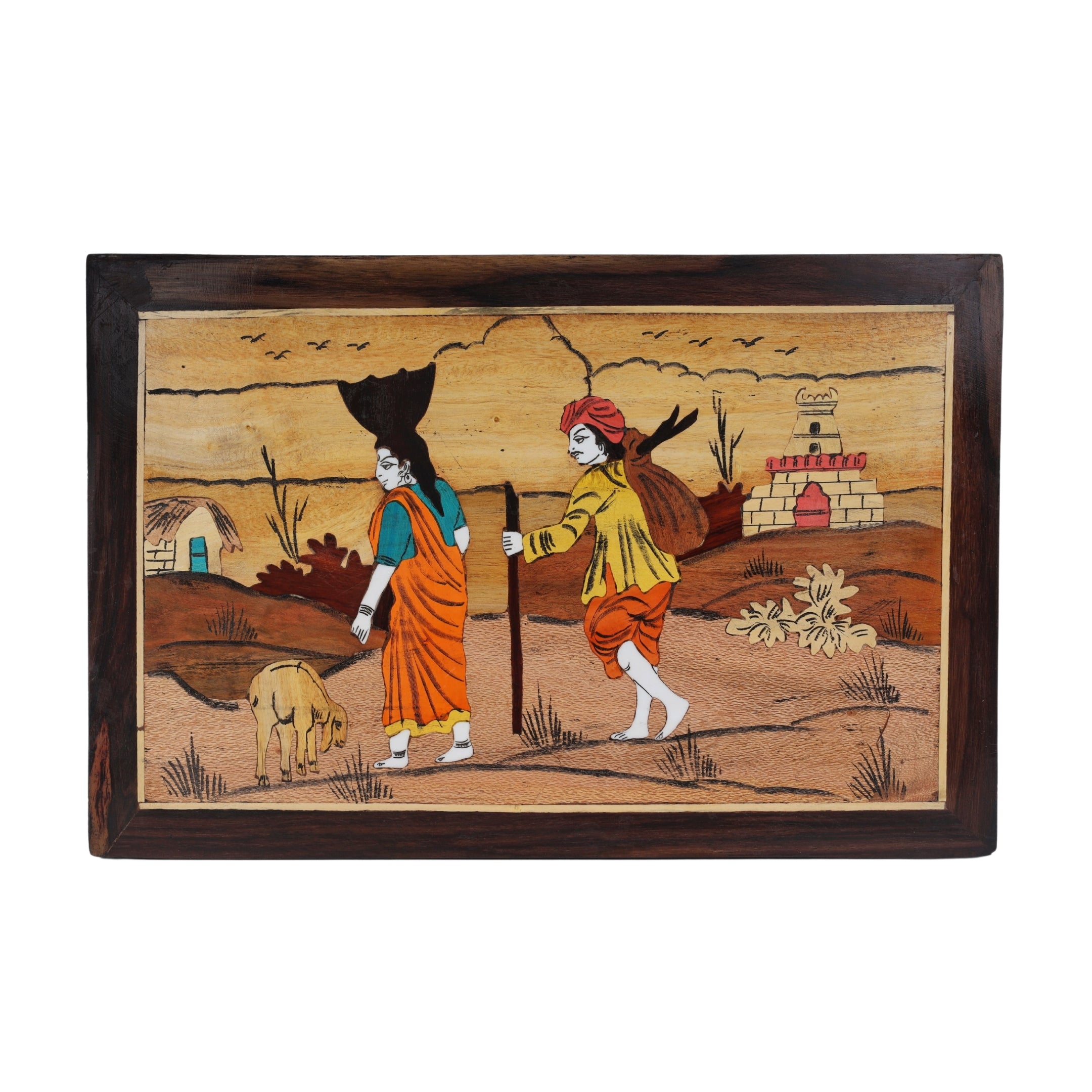 Mysore Inlay Rural Life Wall Decor