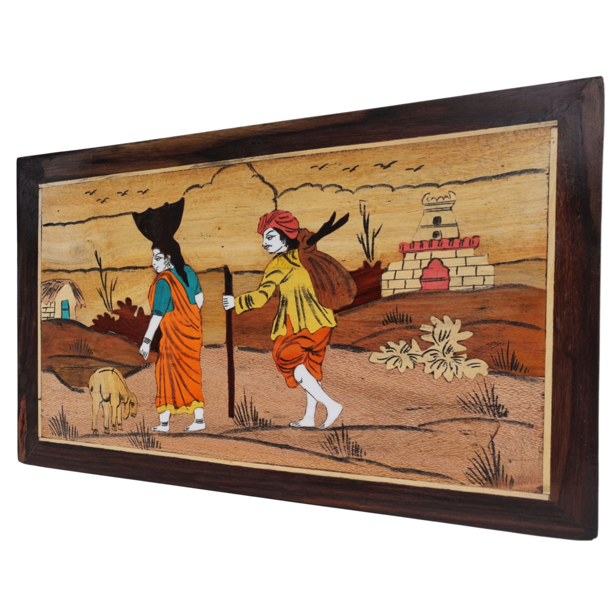 Mysore Inlay Rural Life Wall Decor
