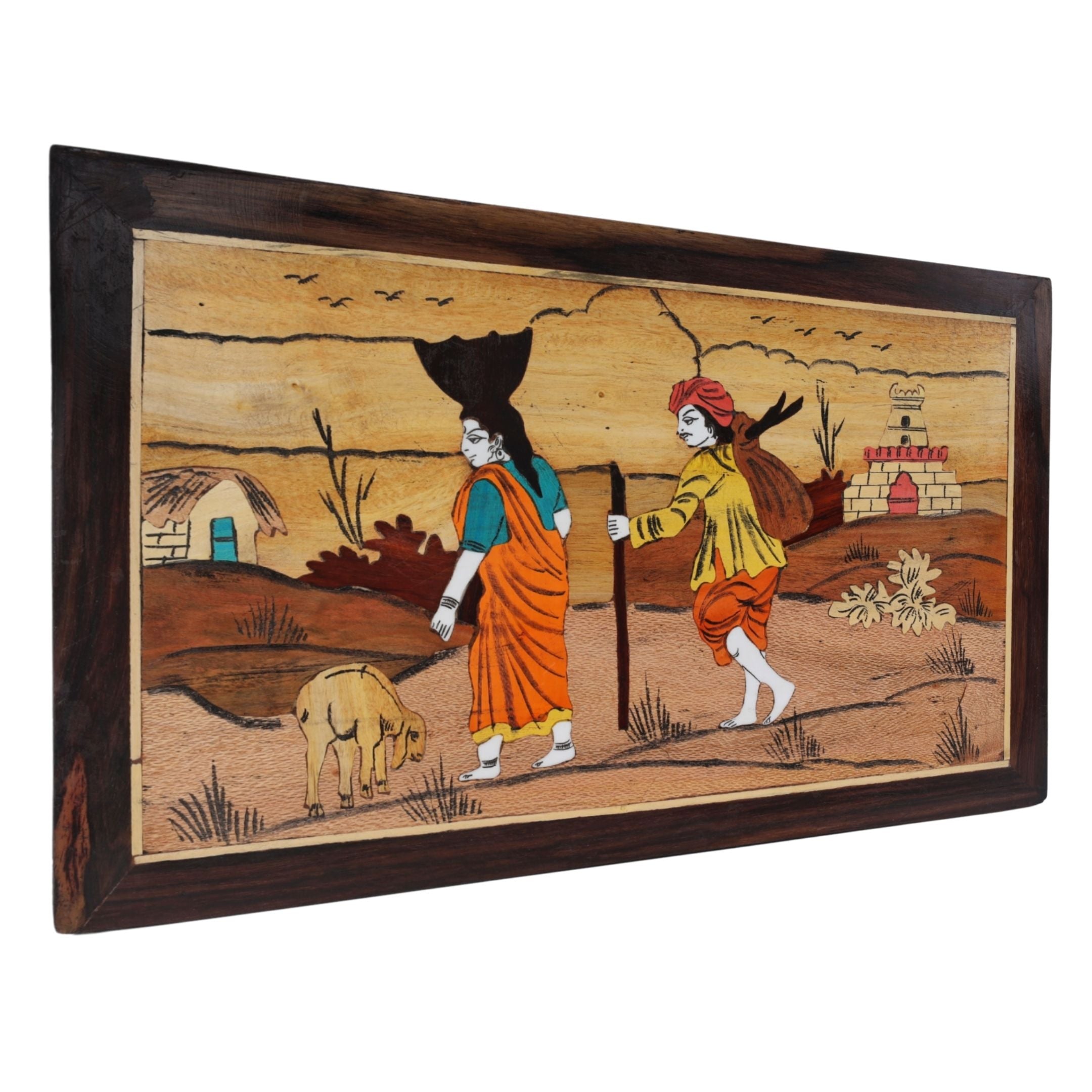 Mysore Inlay Rural Life Wall Decor
