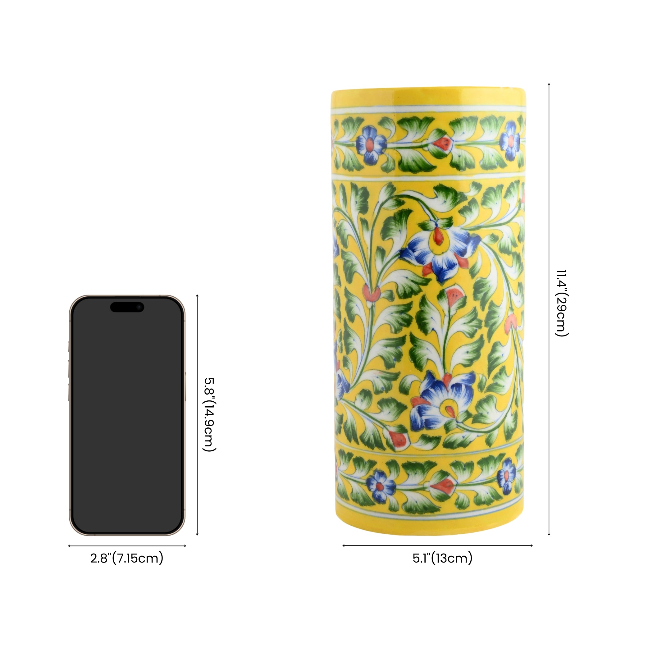 Natriel Blue Pottery Decorative Cylindrical Vase