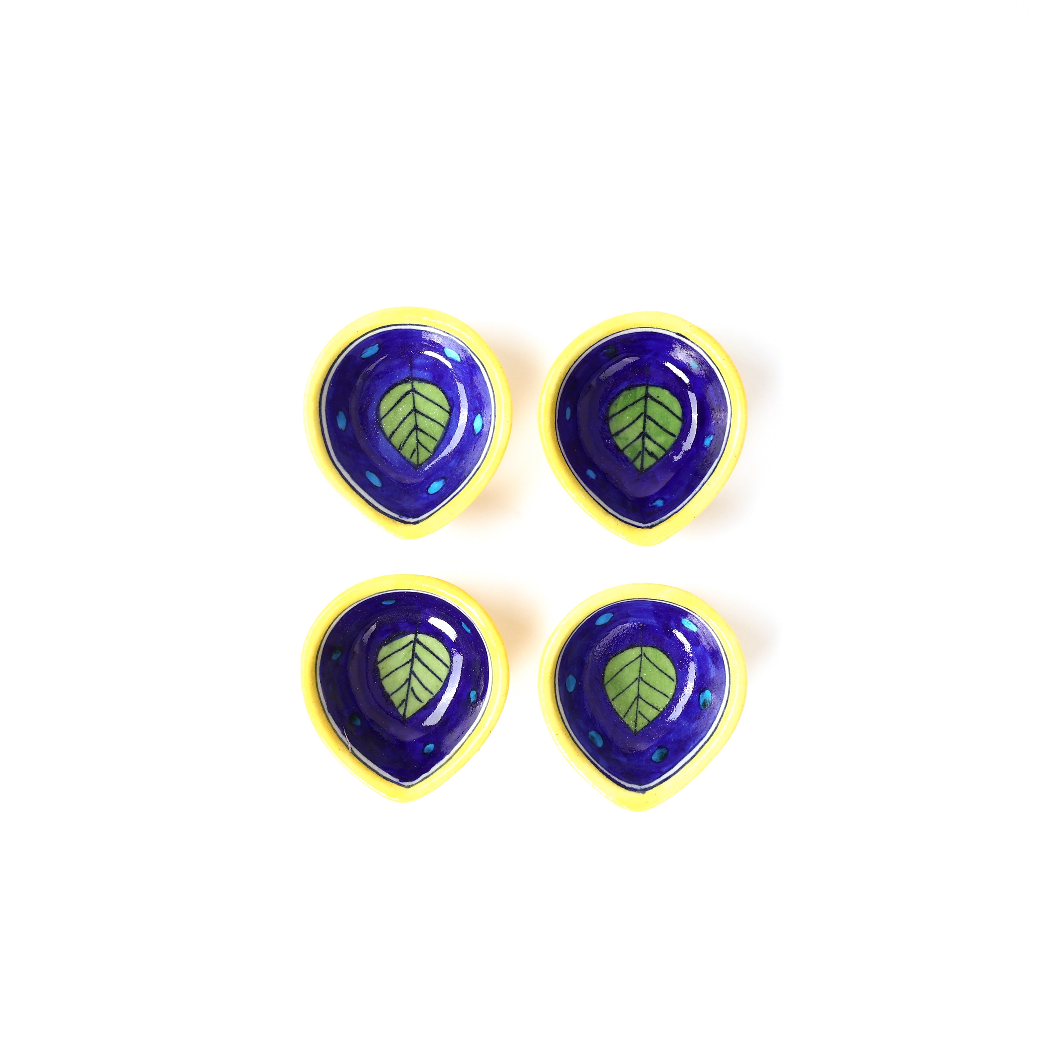 Natriel Blue Pottery Diyas - Set of 4 - Blue