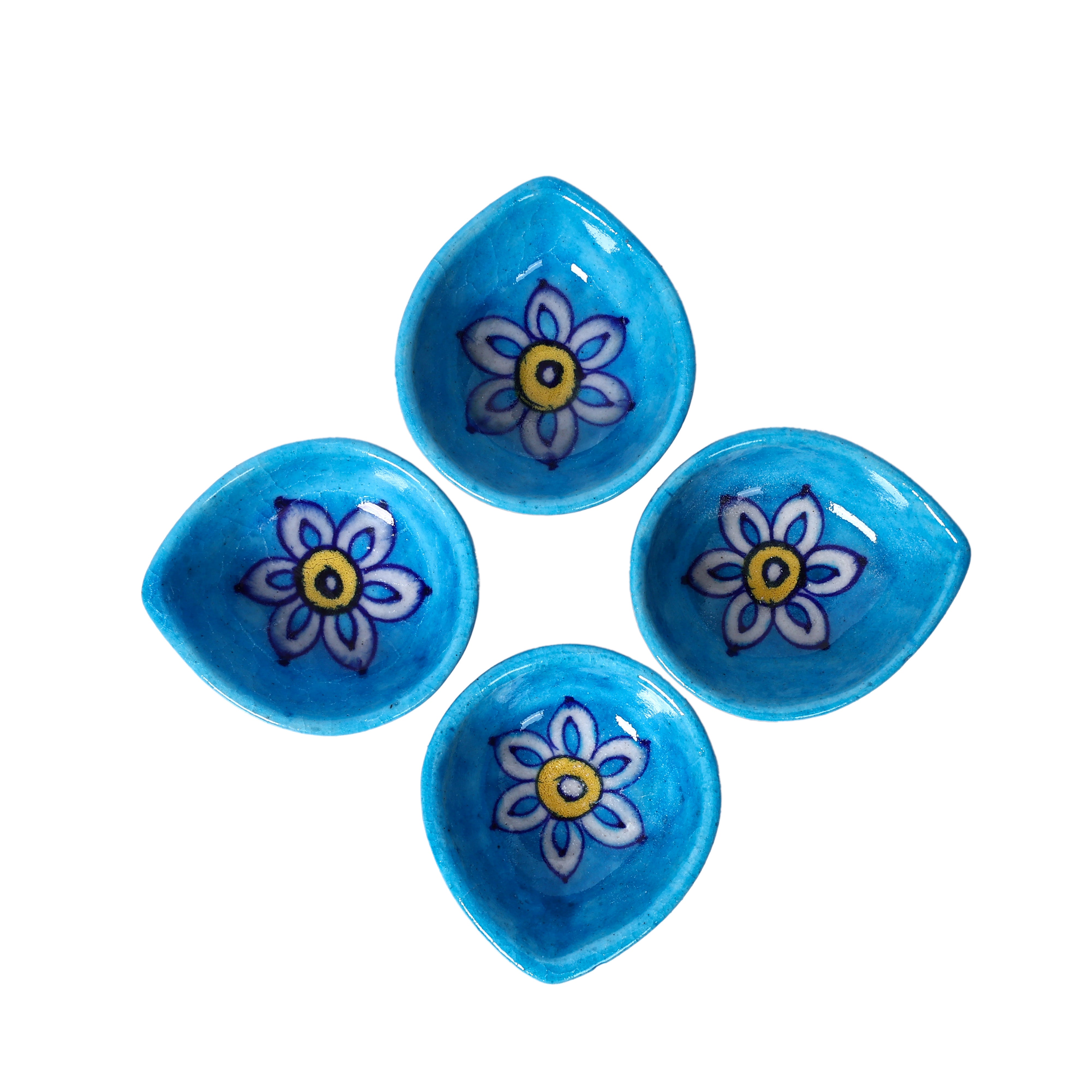 Natriel Blue Pottery Diyas - Set of 4—Turquoise