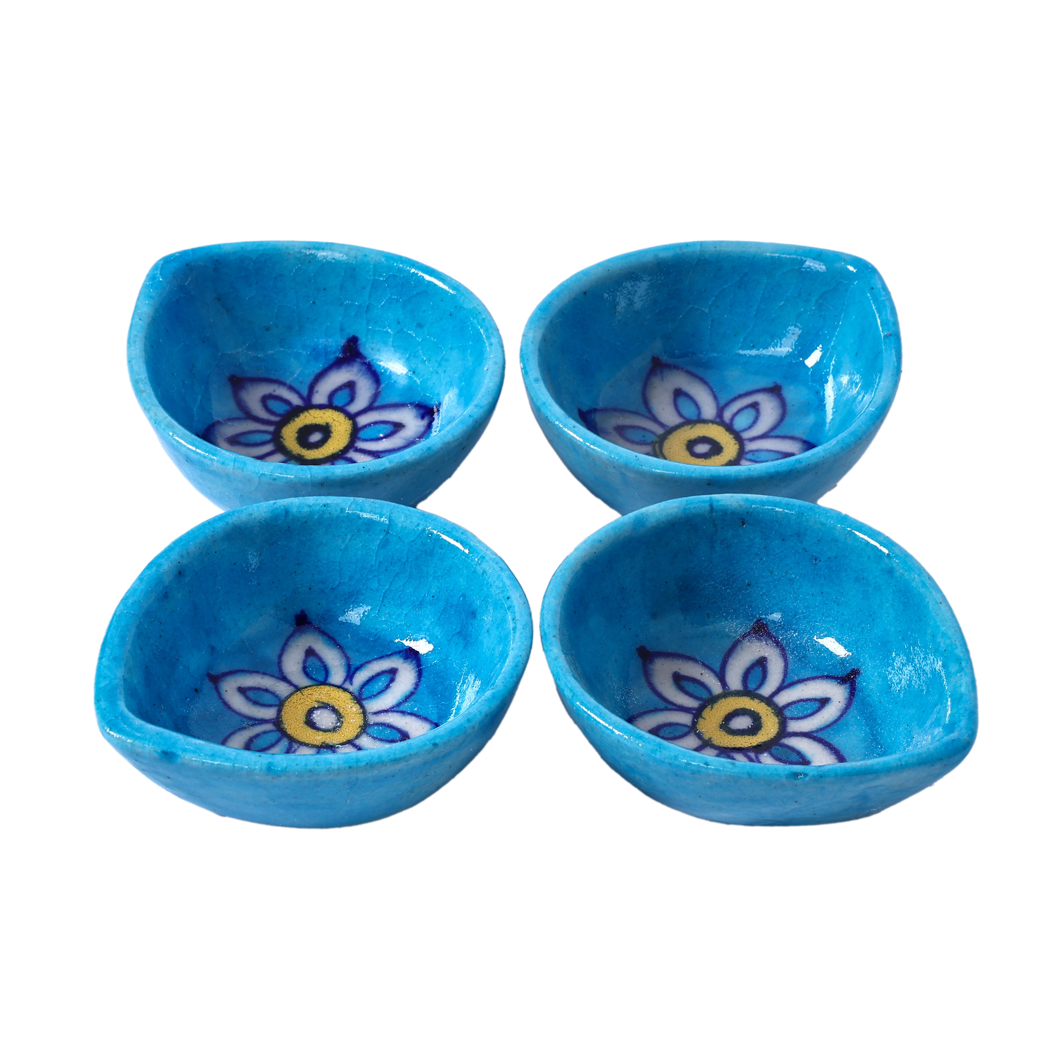Natriel Blue Pottery Diyas - Set of 4—Turquoise