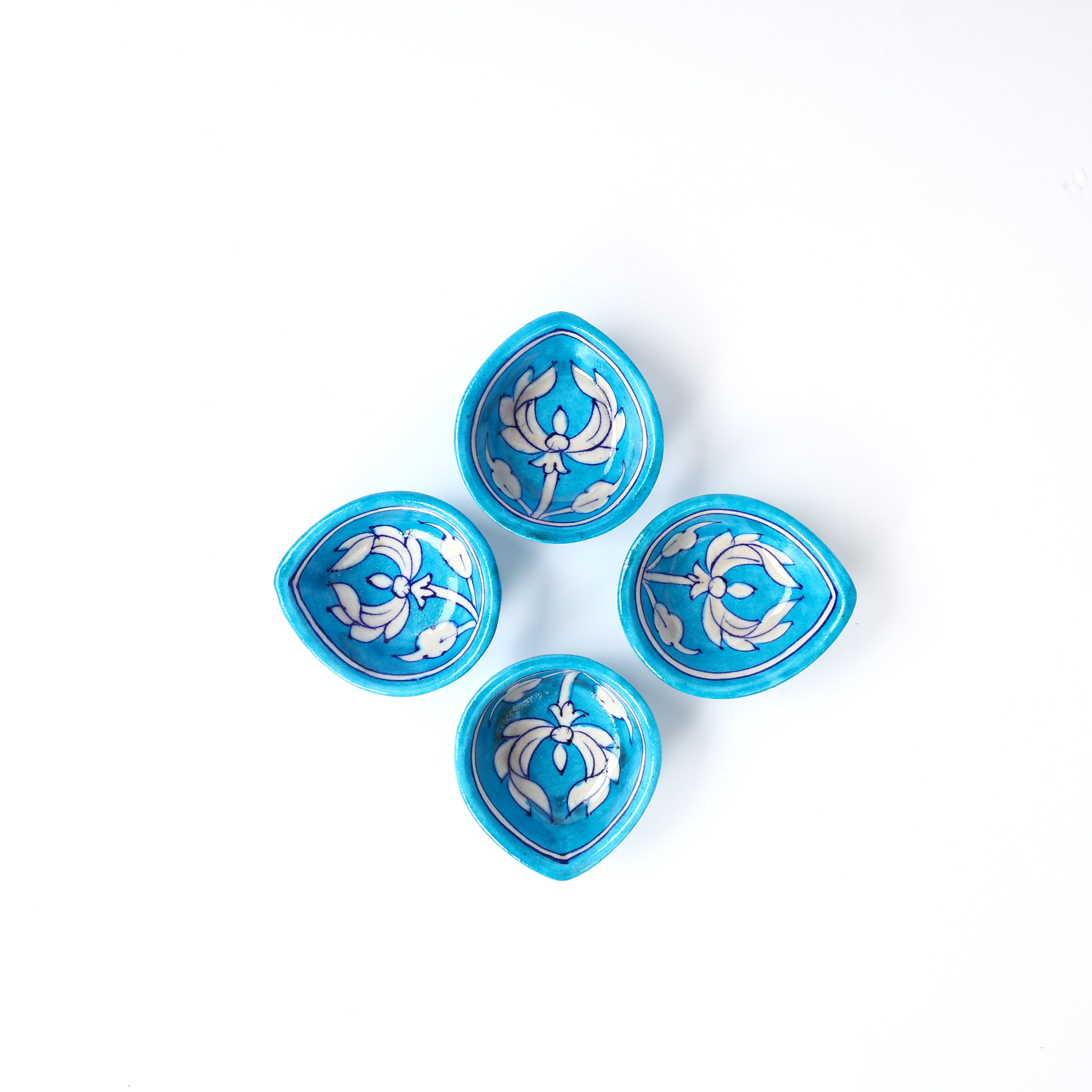Natriel Blue Pottery Diyas - Set of 4—Turquoise
