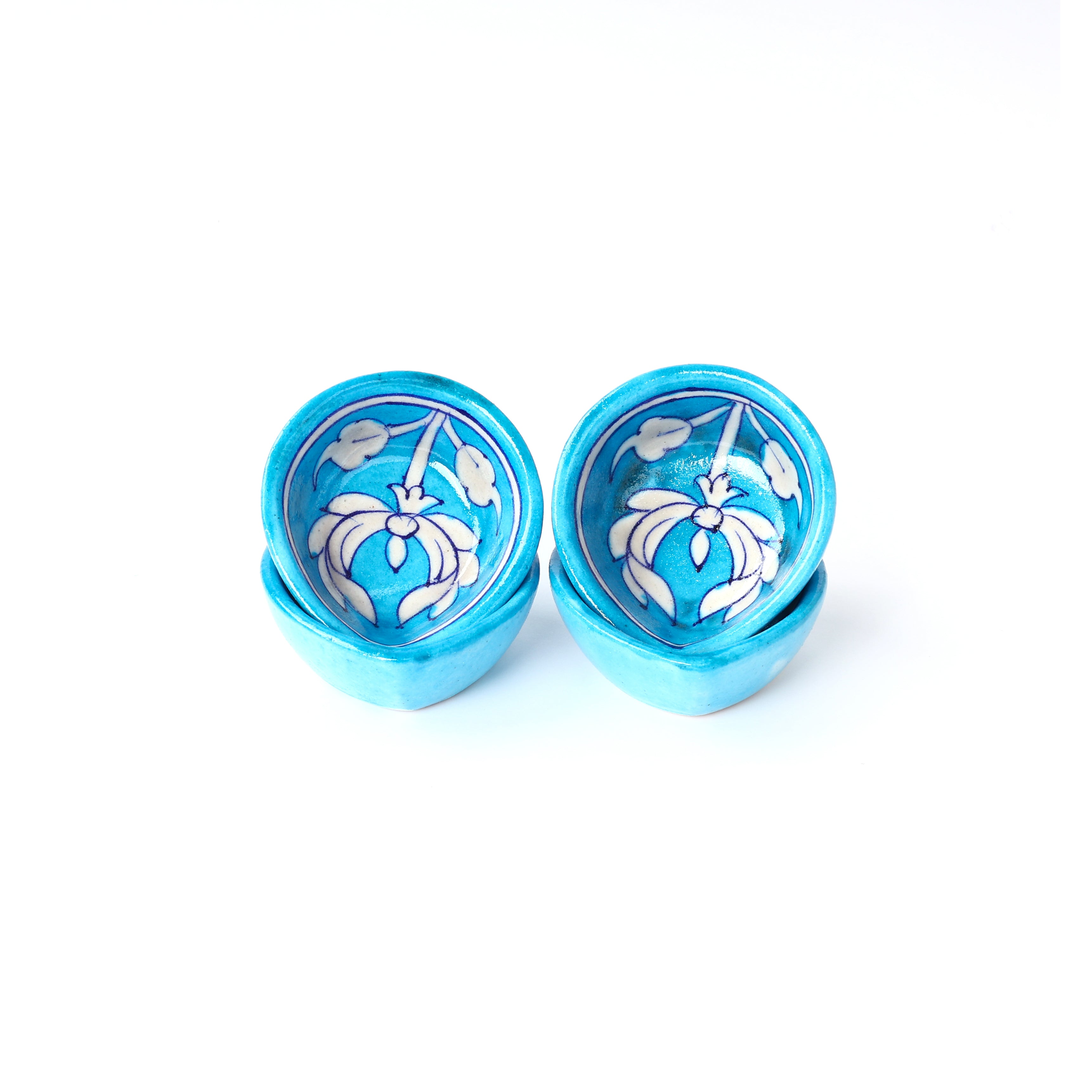Natriel Blue Pottery Diyas - Set of 4—Turquoise