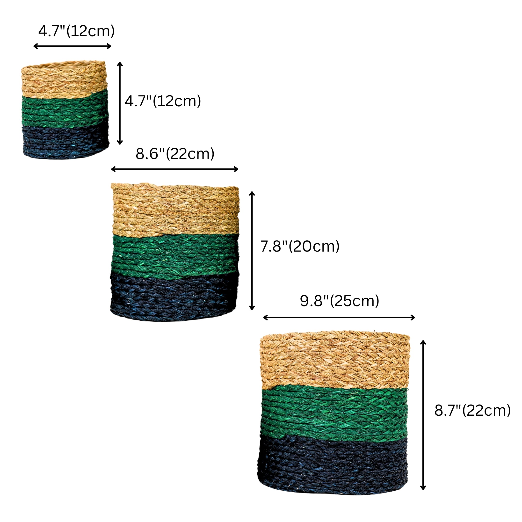 Natriel Eco-friendly Handwoven Sabai Grass Planters – Set of 3 