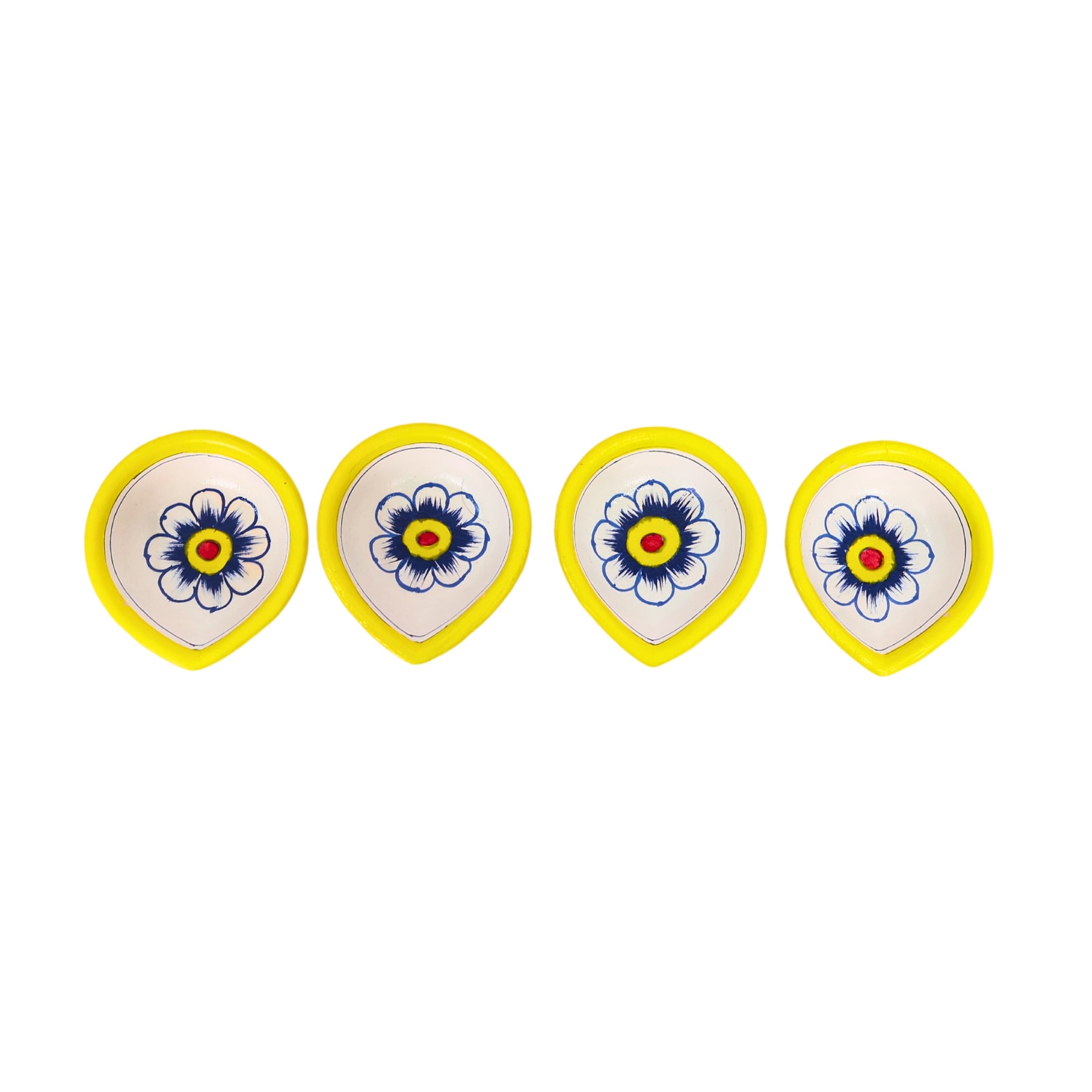 Natriel Hand-Painted Ceramic Diyas - Set of 4 – Lavender and Yellow 
