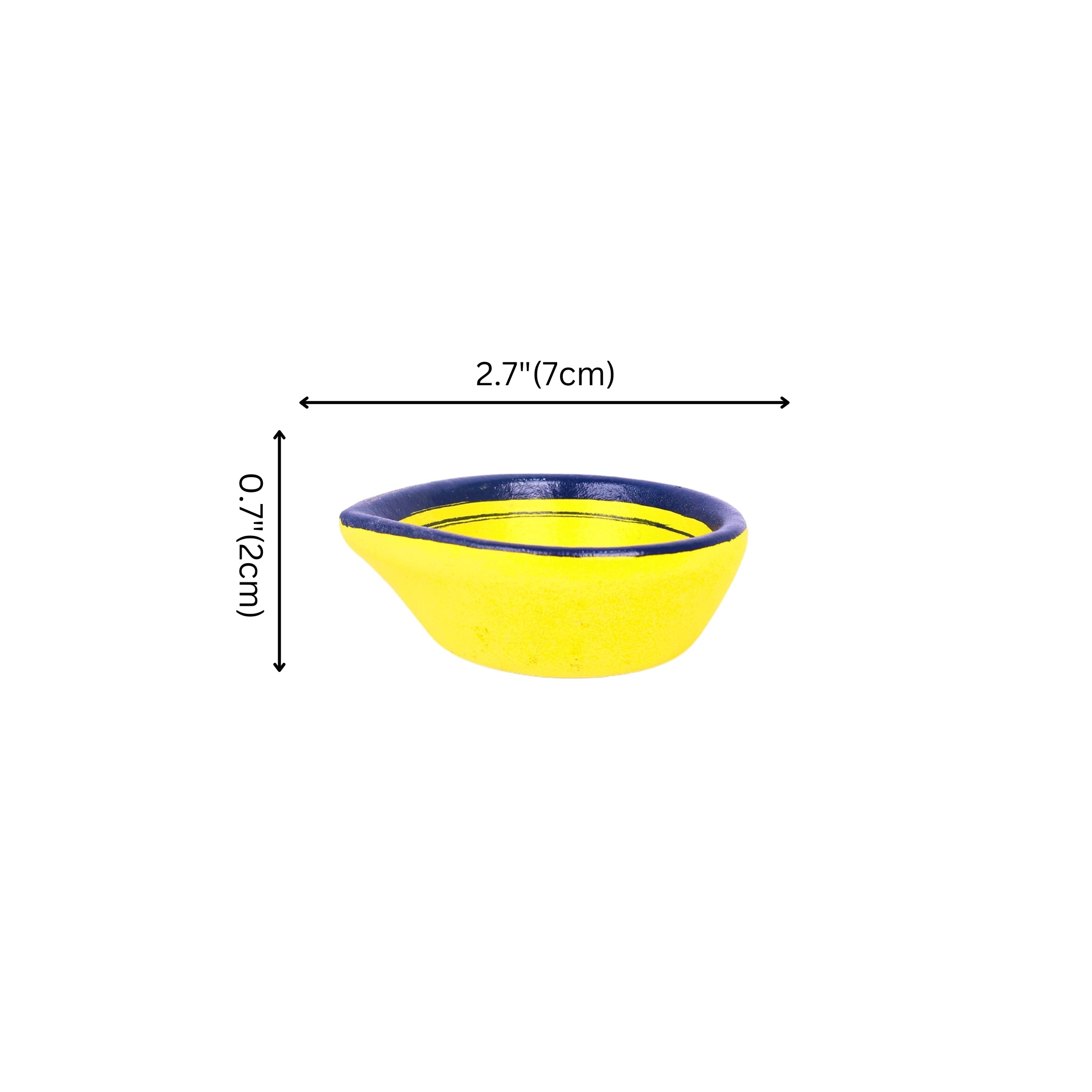 Natriel Hand-Painted Ceramic Diyas - Set of 4 – Yellow and Blue