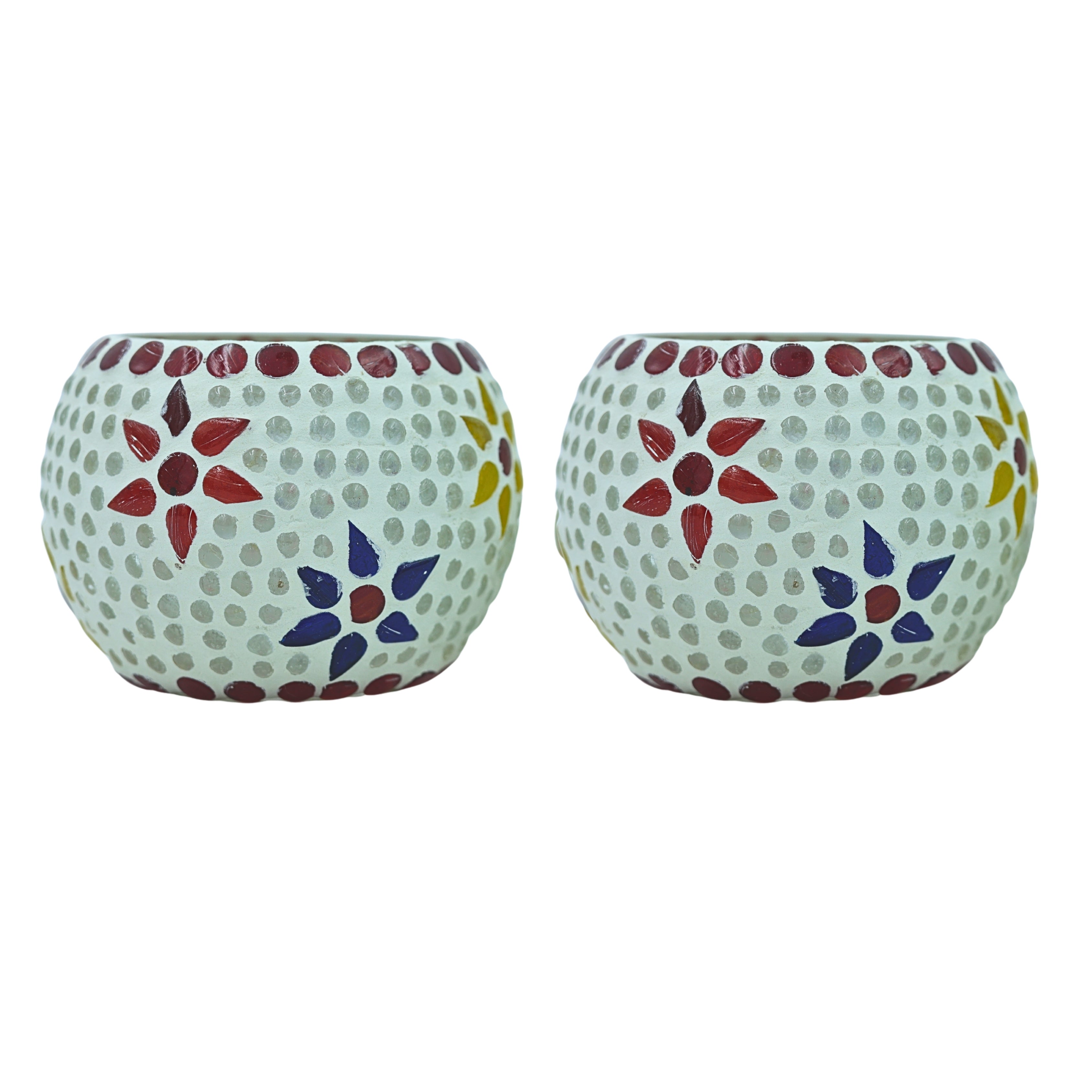 Natriel Mosaic T-light - Floral Pattern - Set of 2