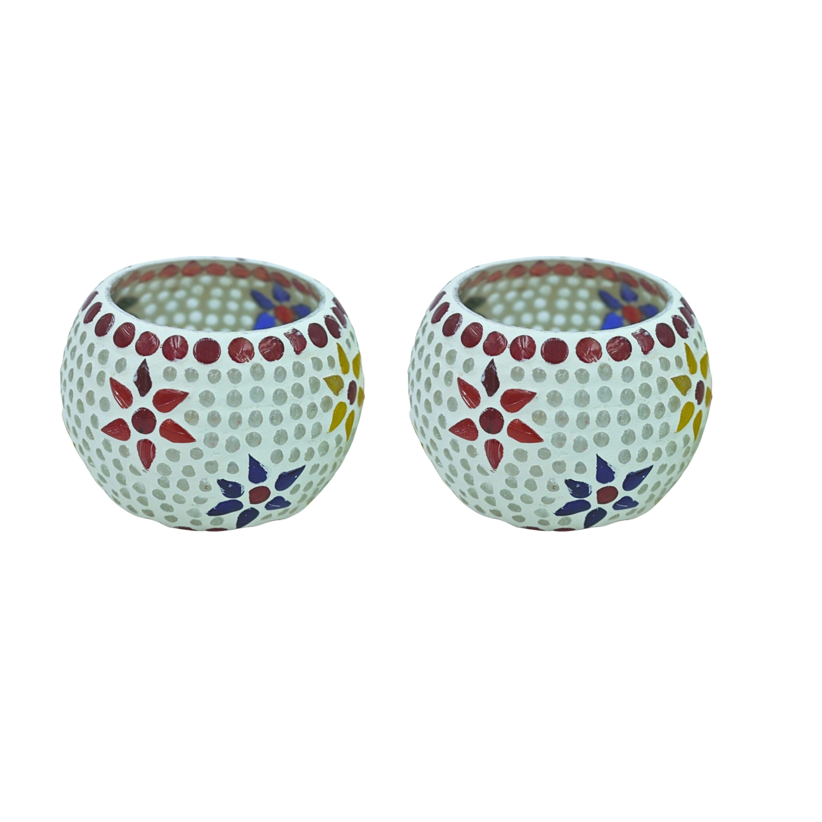 Natriel Mosaic T-light - Floral Pattern - Set of 2