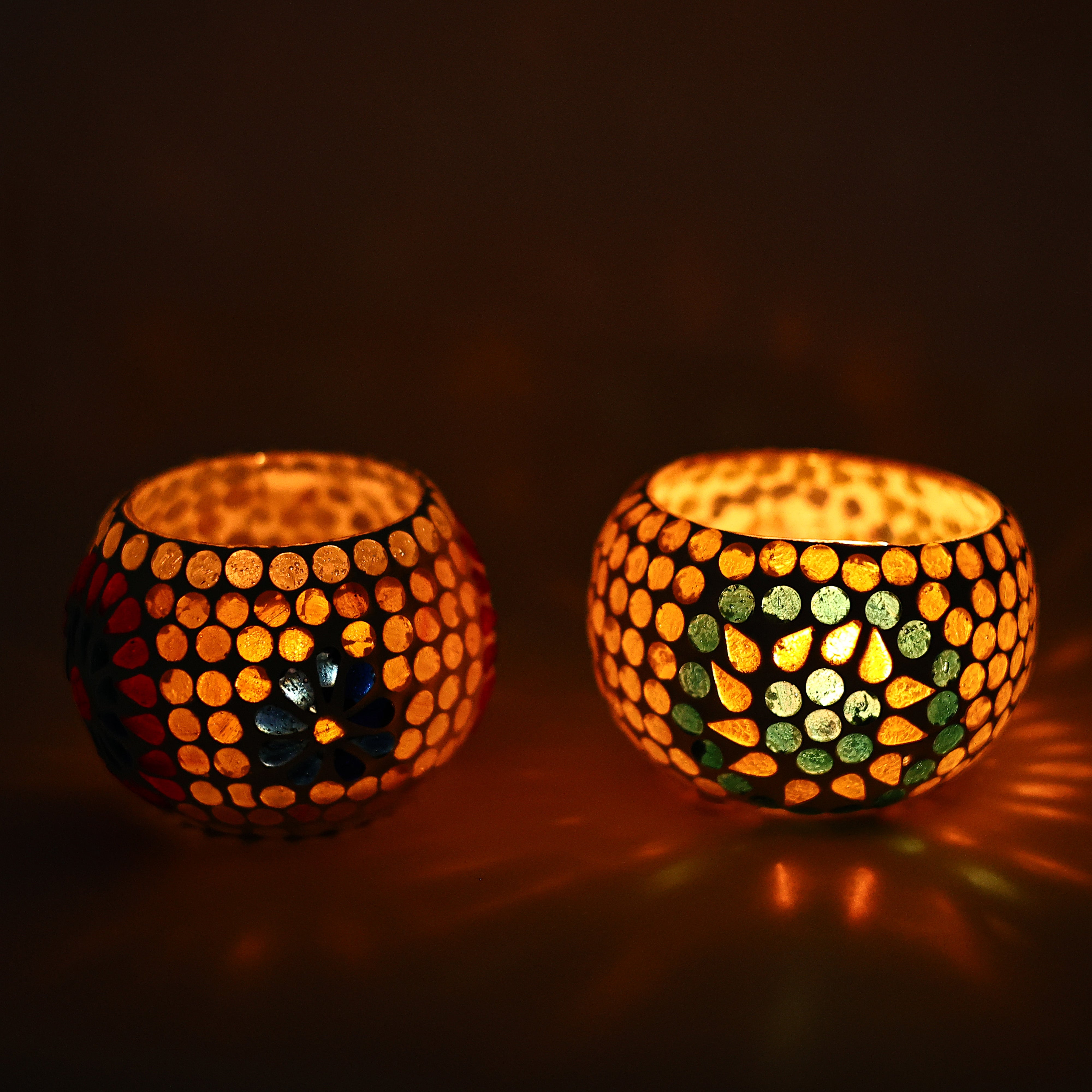 Natriel Multicolour Mosaic T-light Holders