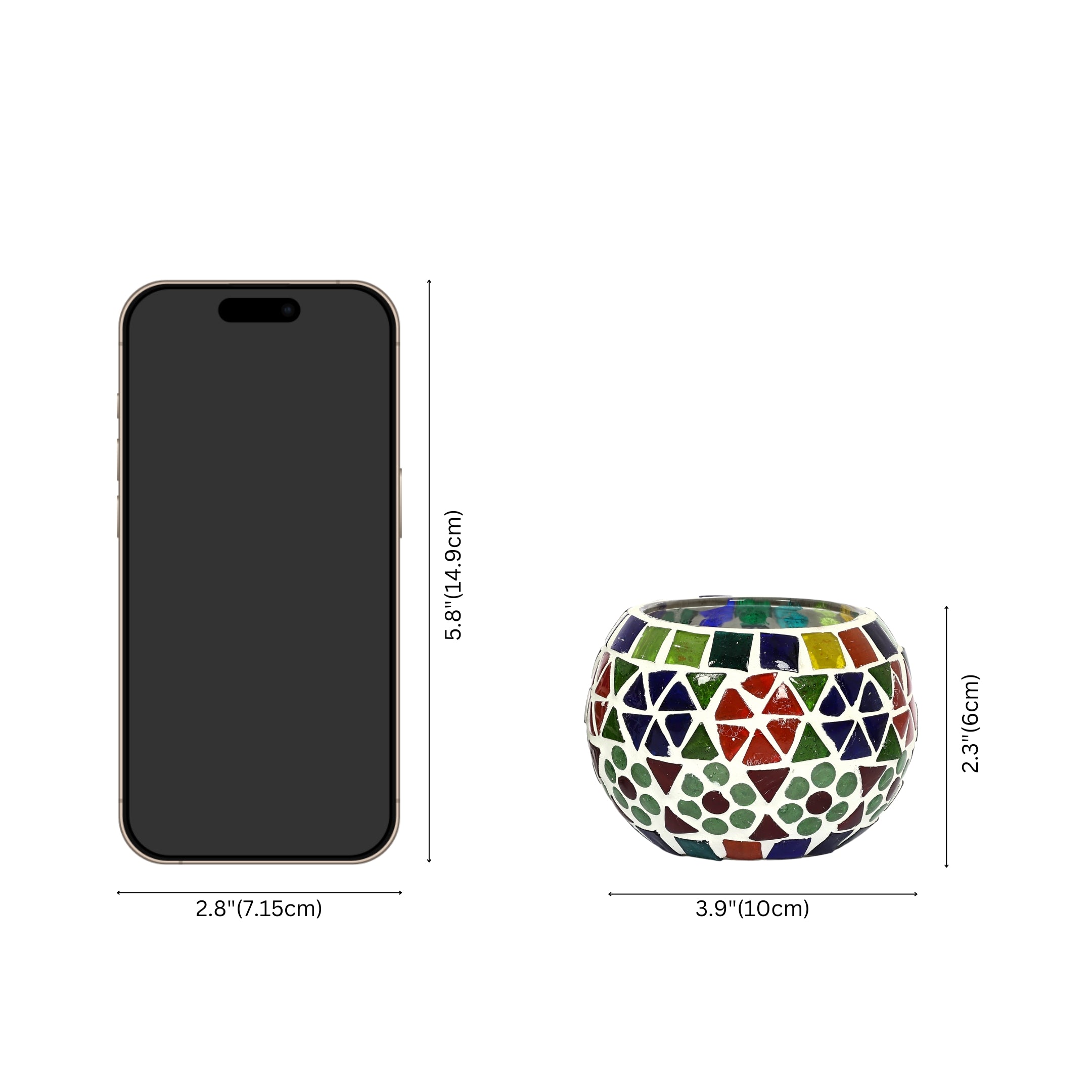 Natriel Multicolour Mosaic T-light Holders – Set of 2