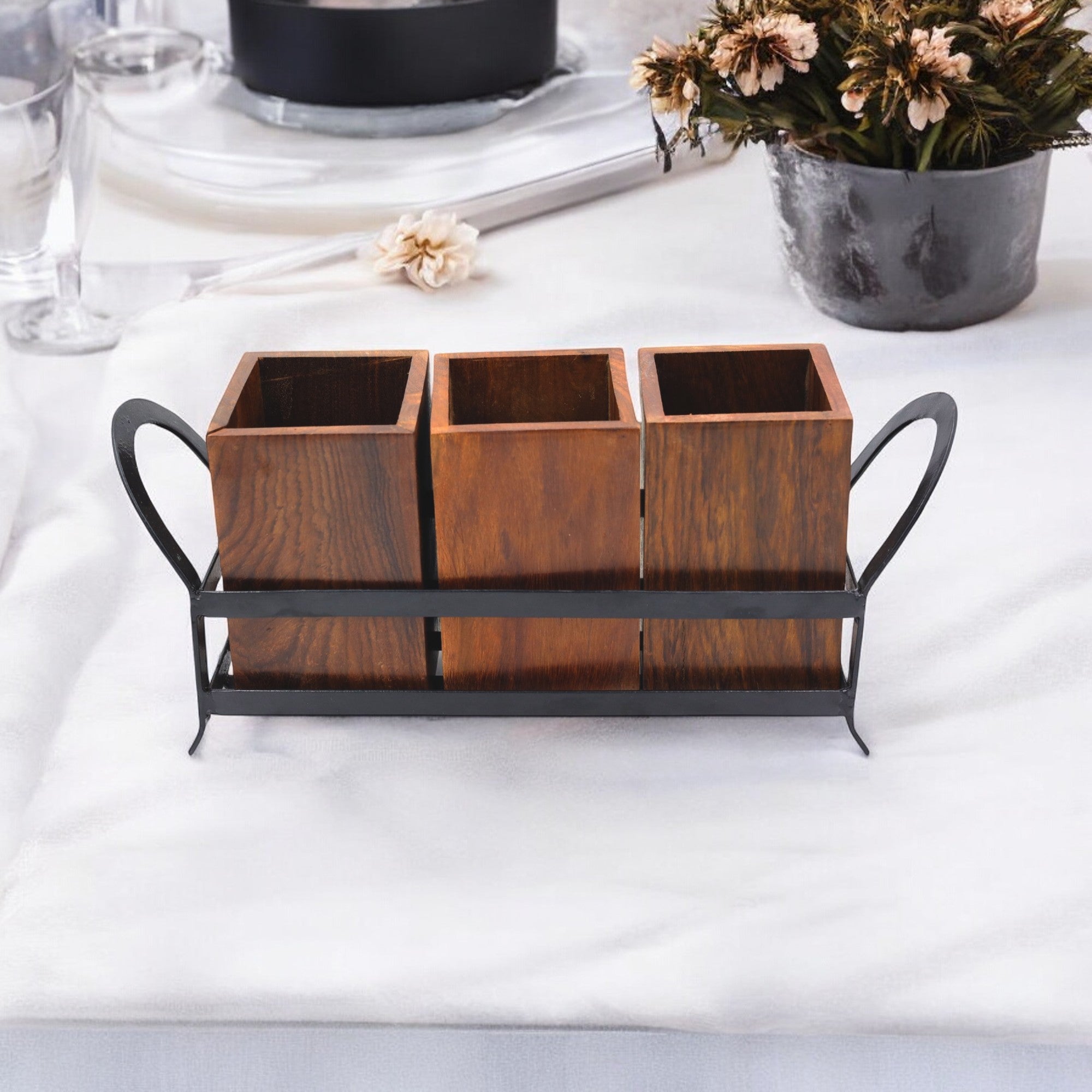 Natriel Wooden Cutlery Holder