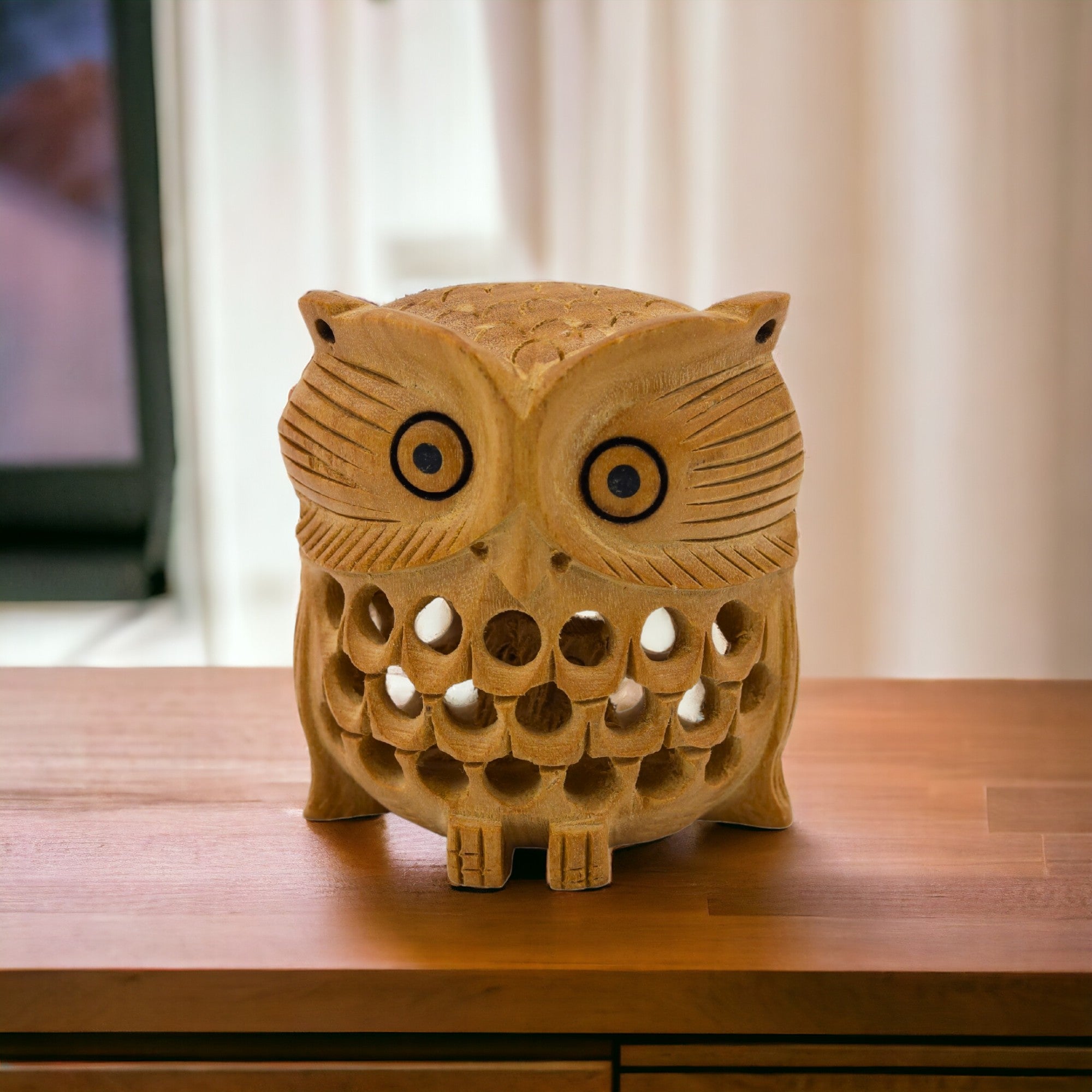 Natriel Wooden Owl Statue 