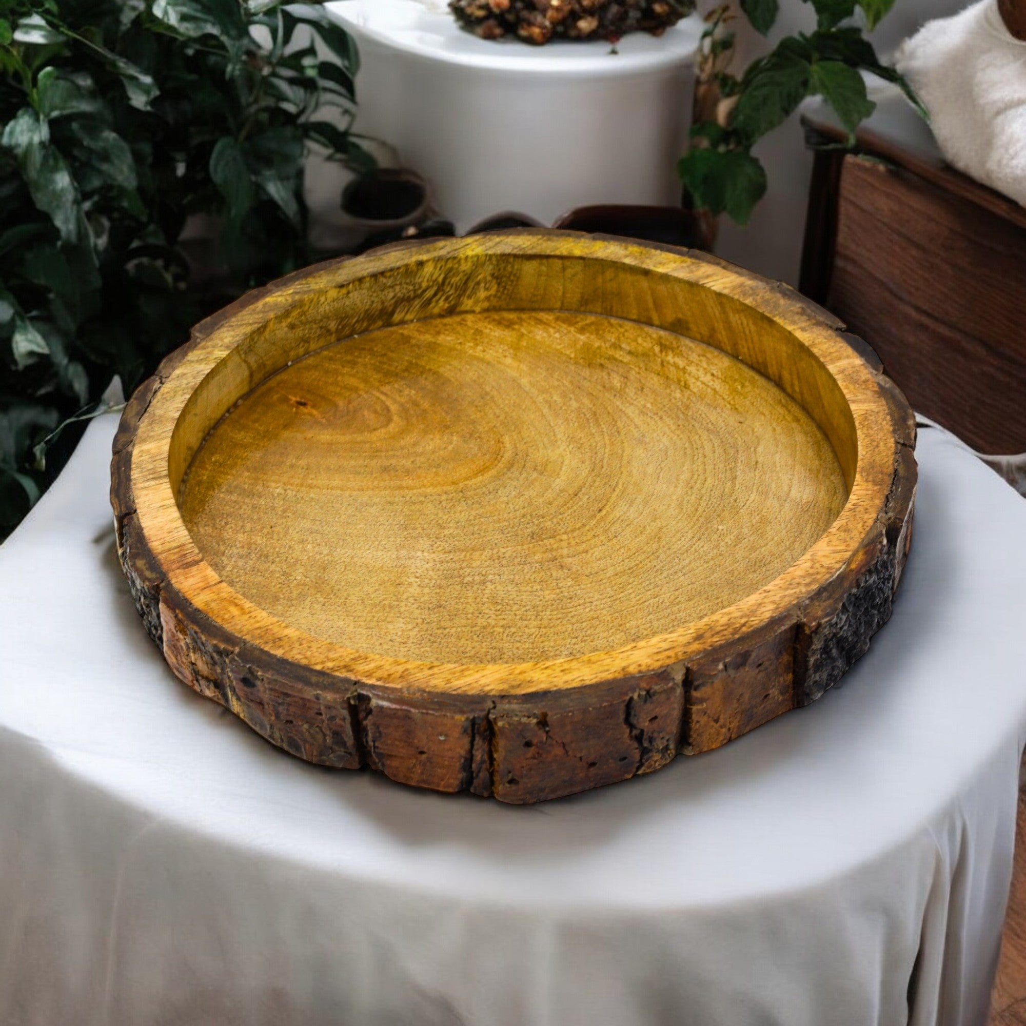Natriel Wooden Round Tray 