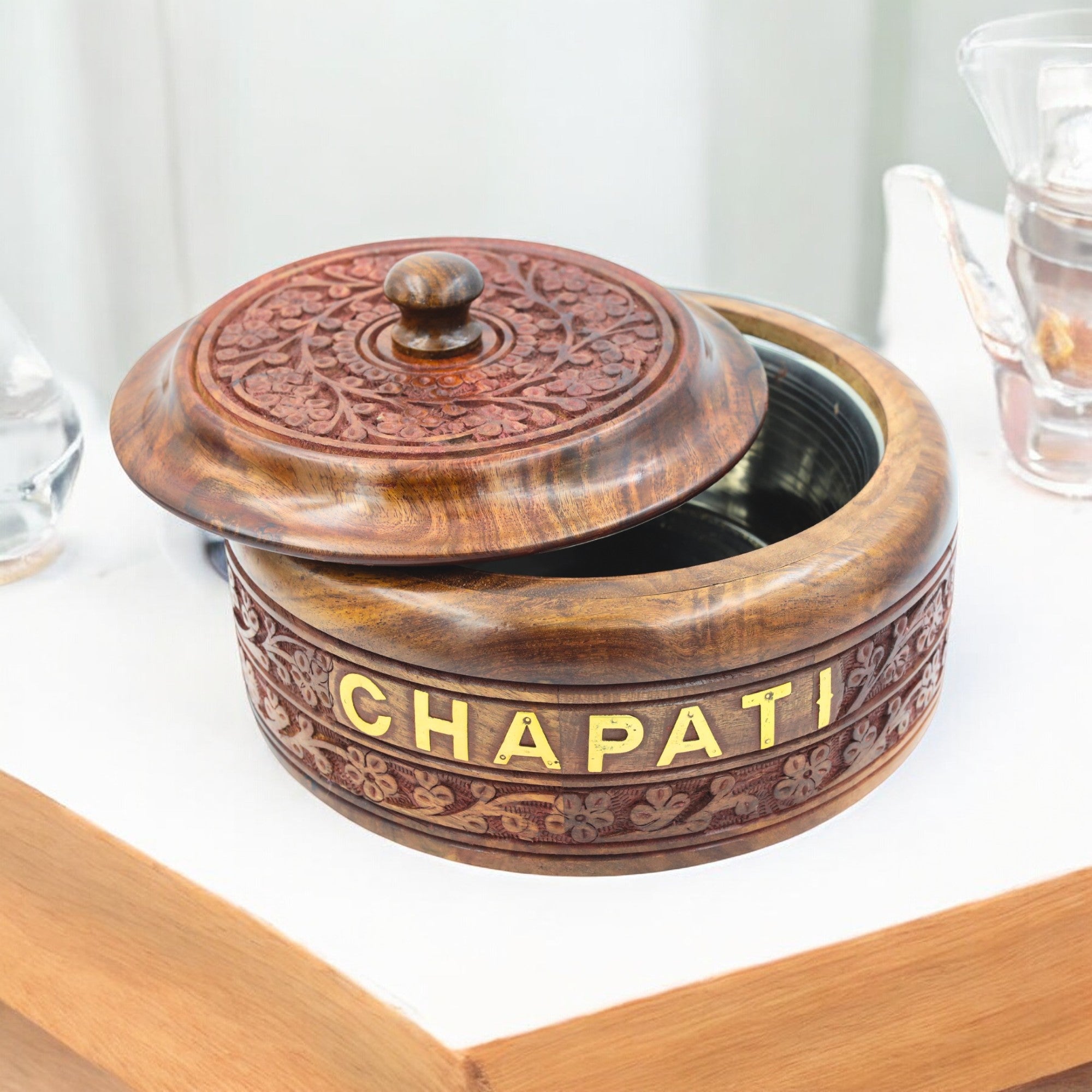Natriel Wooden carving Chapati Box