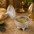 Pearl White Decorative Peacock Serving Bowl with Matching Spoon