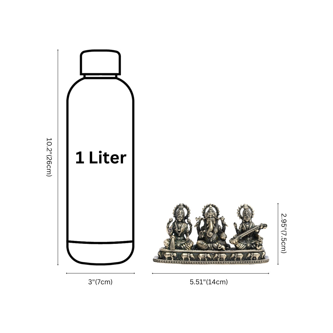 Pure Brass Saraswati, Ganesha and Lakshmi Idol 