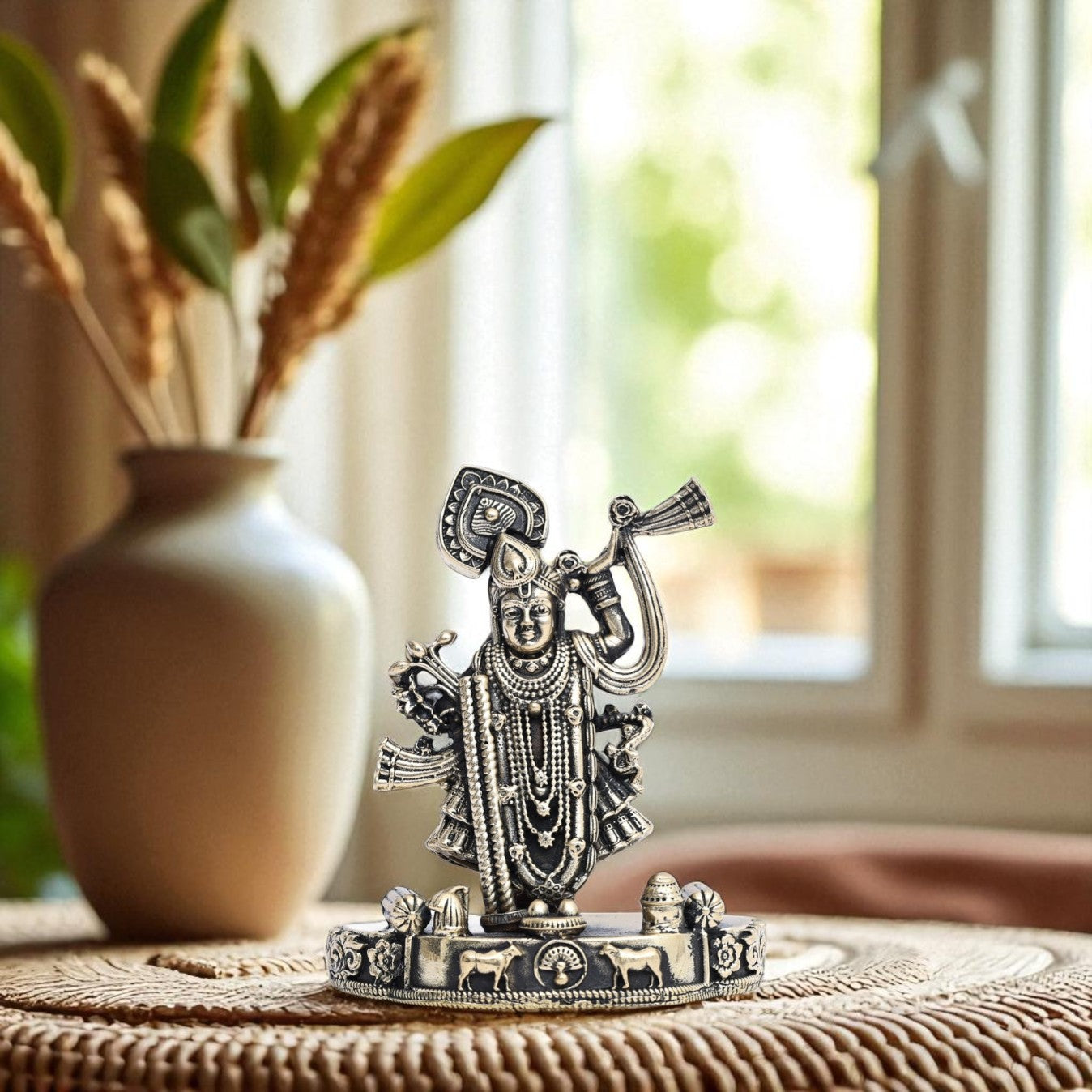 Pure Brass Shrinath ji Idol – Spiritual Home Décor (4 inch)