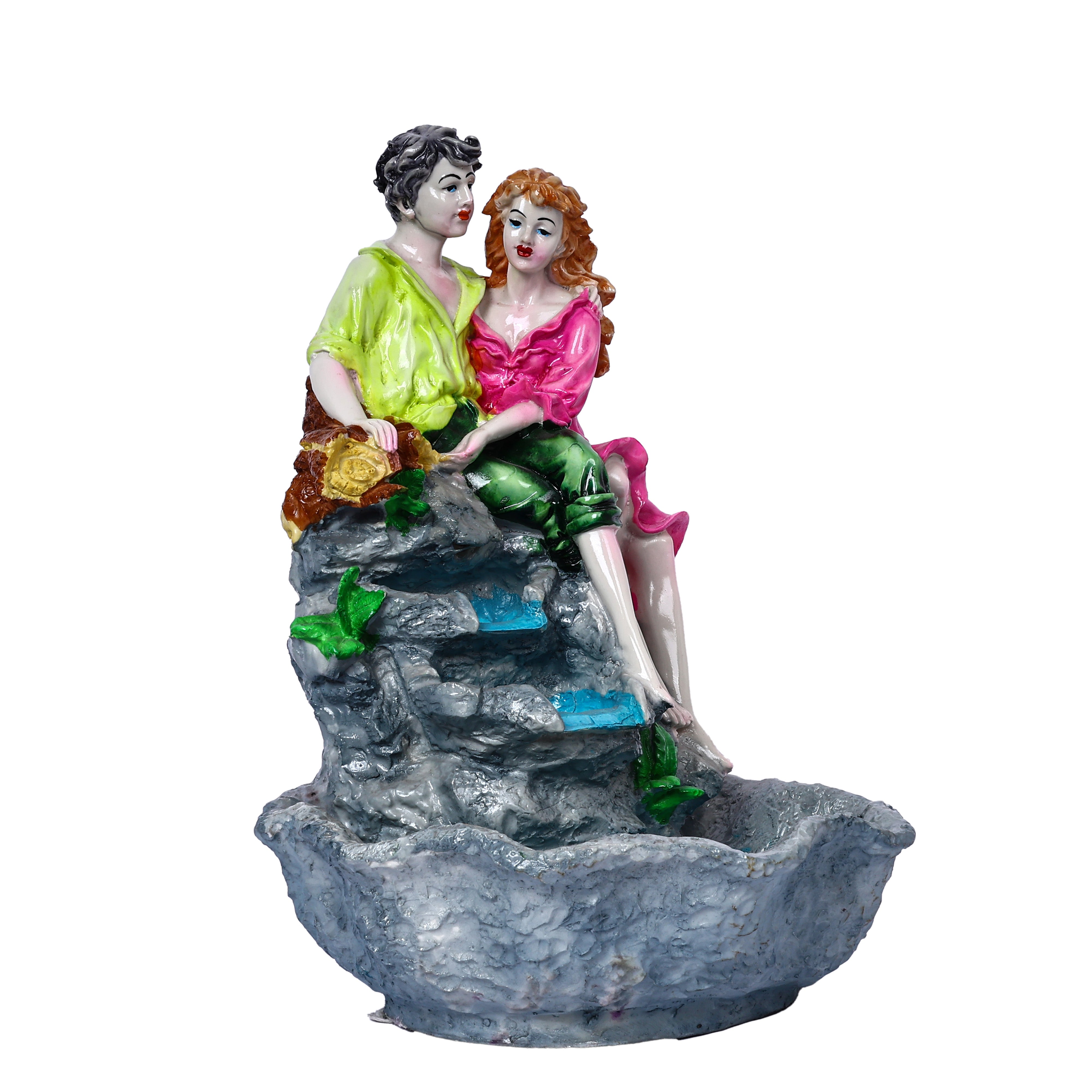 Romantic Couple Fountain for Home Décor—Pink and Green
