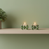 Set of 2 Blue Pottery Green Color T-Light Candles