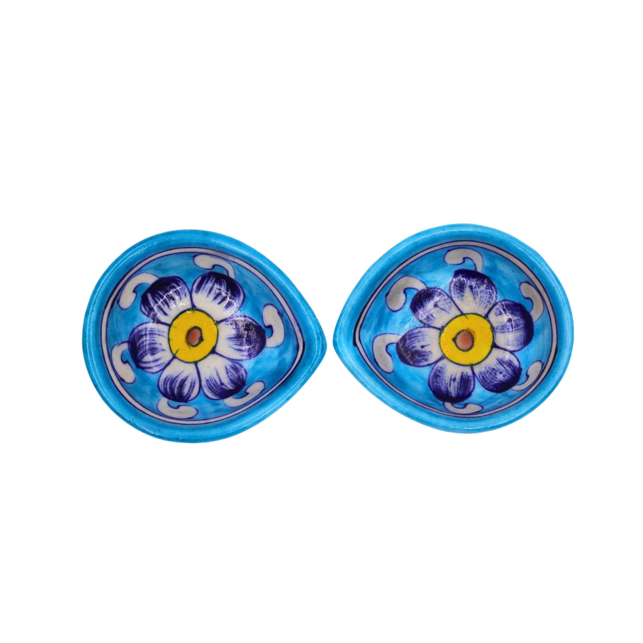 Set of 4 Blue Pottery Turquoise Diyas