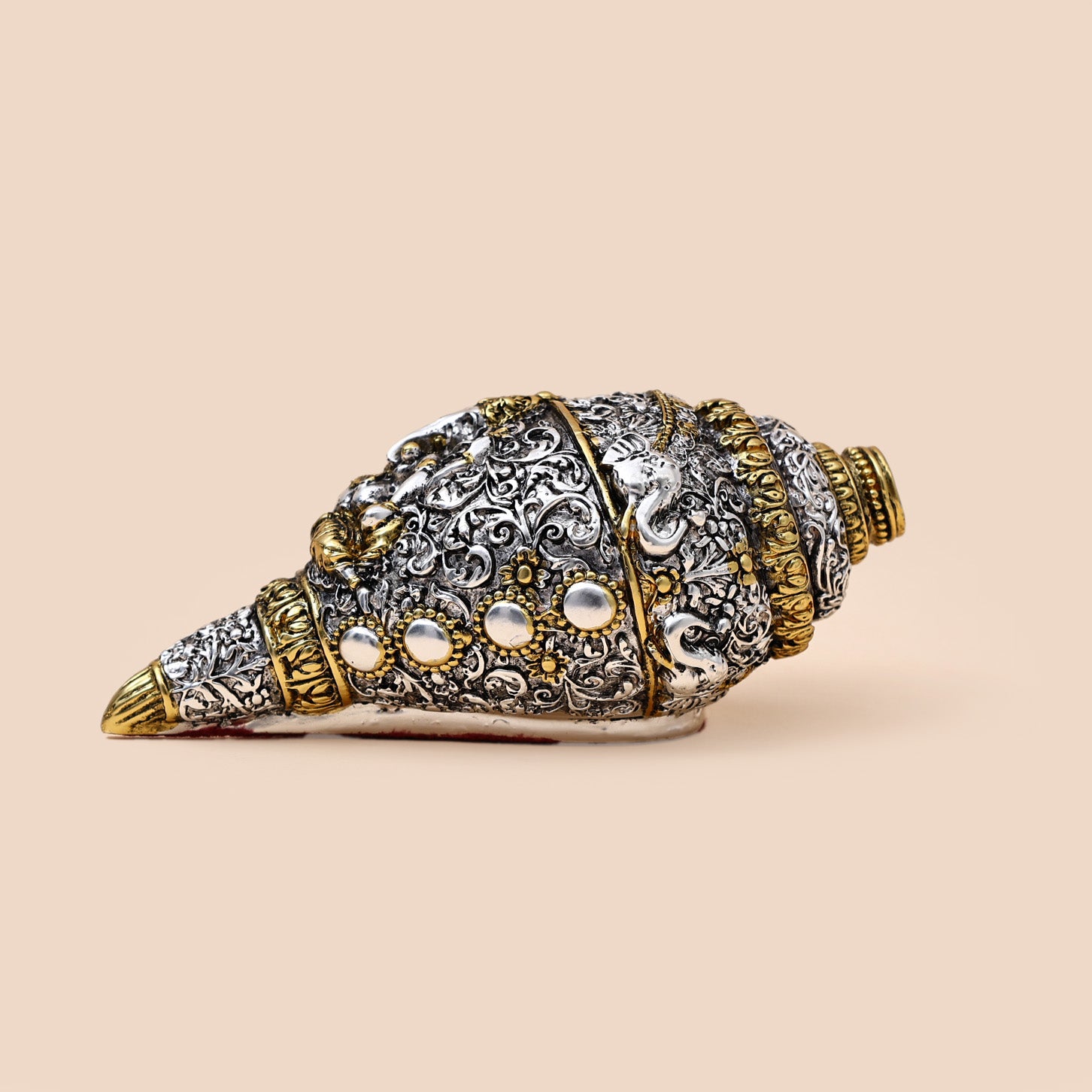 Silver-Gold plated Ganesh Shankh (Conch) showpiece