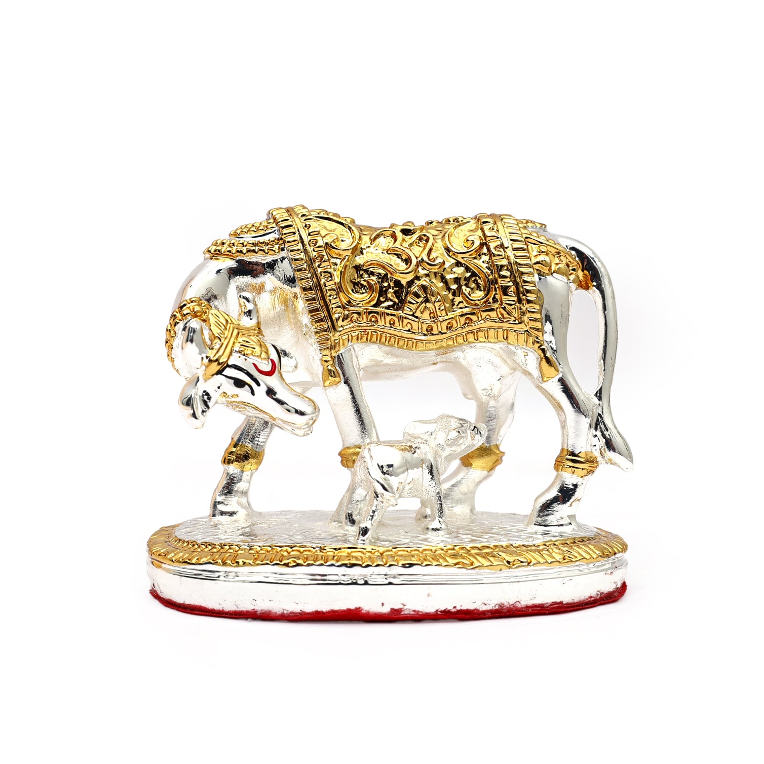 Silver-Golden plated Divine Kamdhenu Cow and Calf