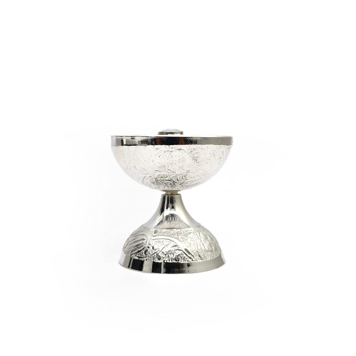 Silver plated Brass Pooja Thali set with Velvet Box (7 piece)