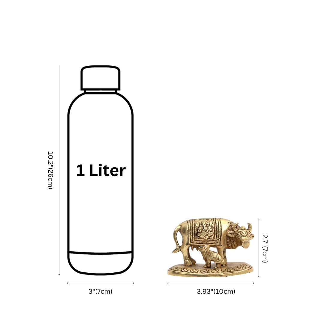 Small Brass Handcrafted Kamdhenu Cow and Calf