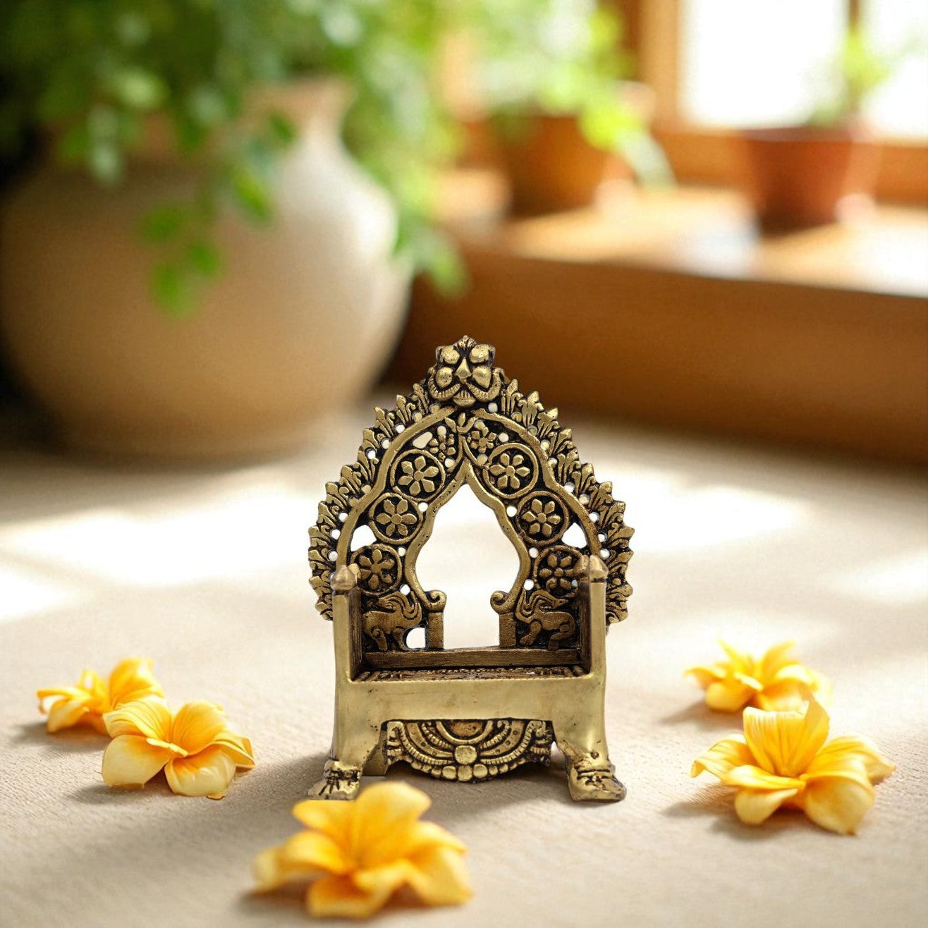 Small Majestic Brass Simhasana