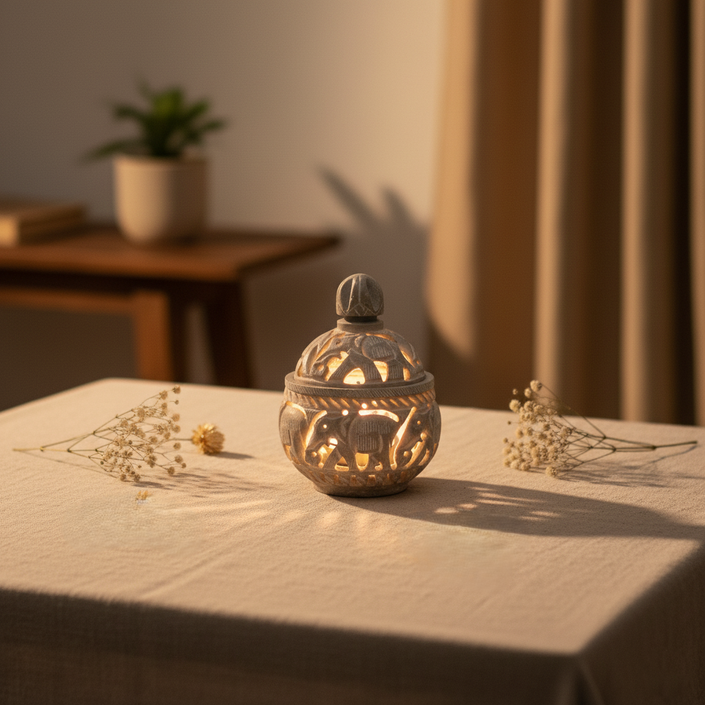 Soapstone T-light Candle Holder