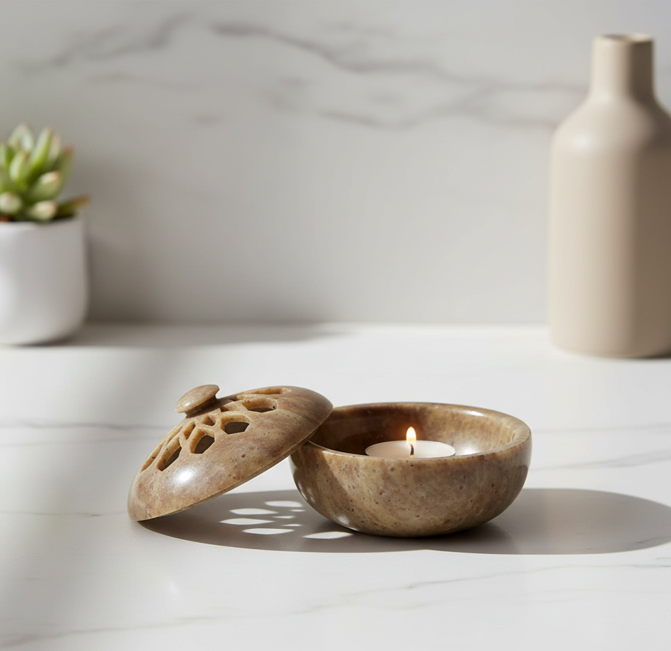 Soapstone T-light Candle Holder