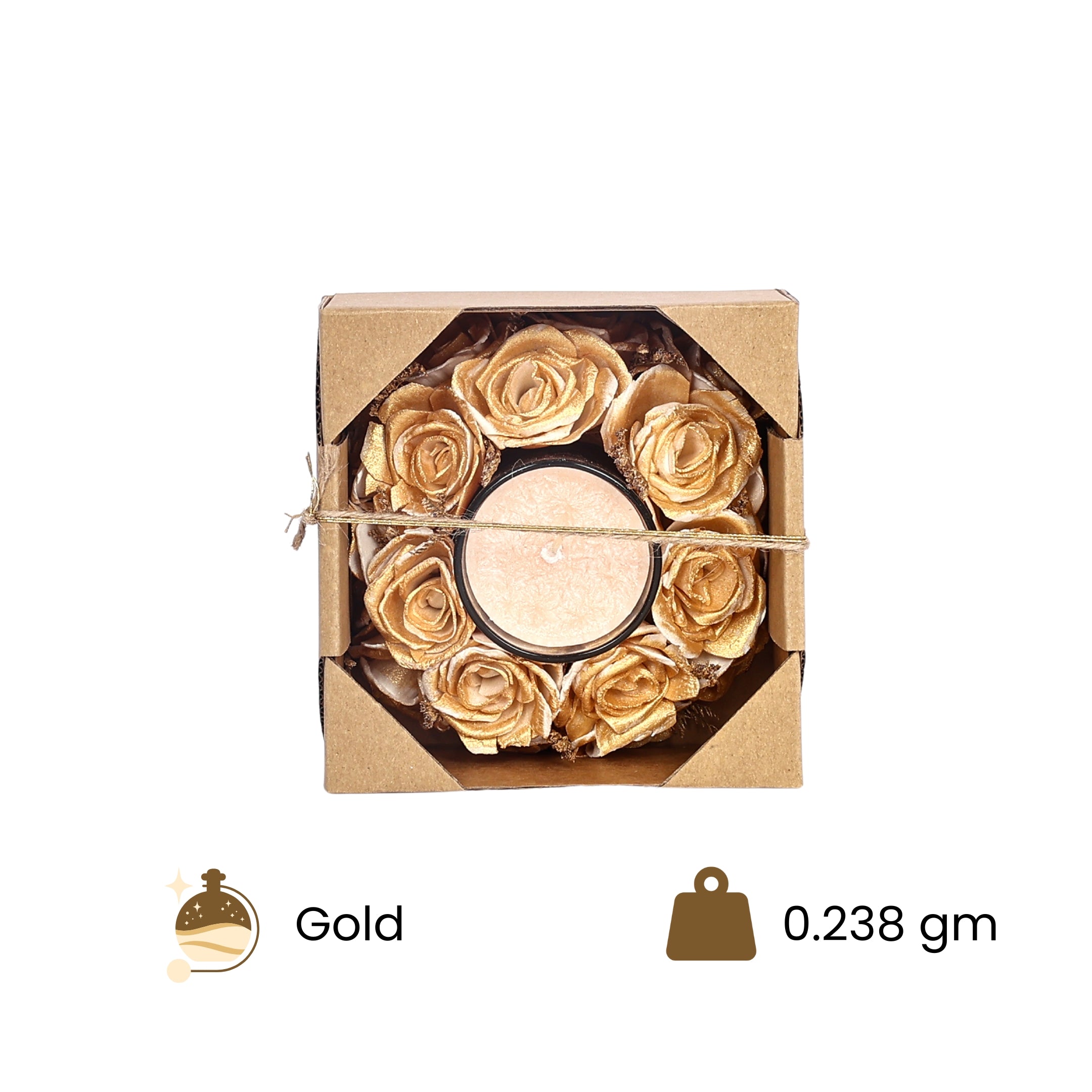 Thai Rose Fragrance Wreath Candle—Golden