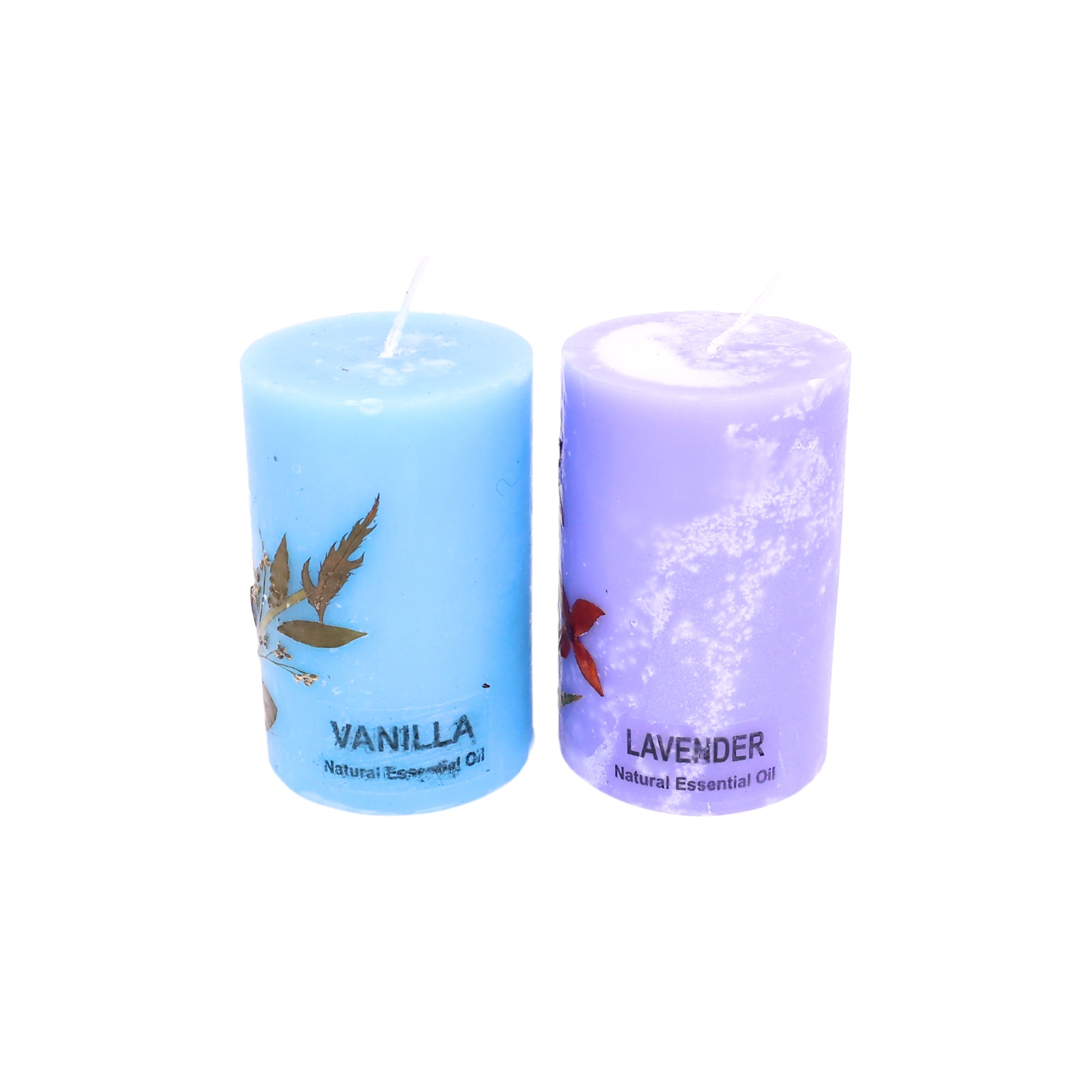 Vanilla and Lavender Scented Eco-friendly Soy Wax Pillar Candles-Set of 2