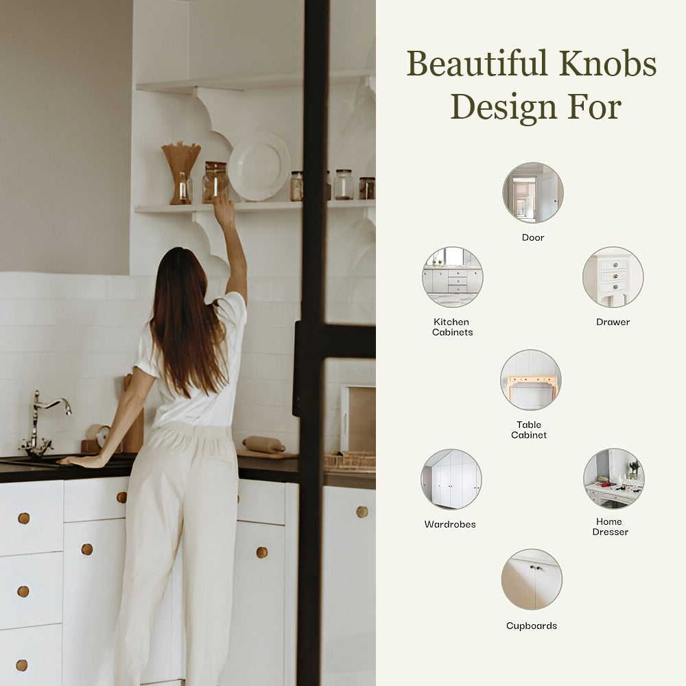 White and Golden Handcrafted and Hand painted Ceramic Knobs—Melon Shaped—Set of 6—Abstract Design