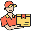 Illustration of a delivery person holding a package